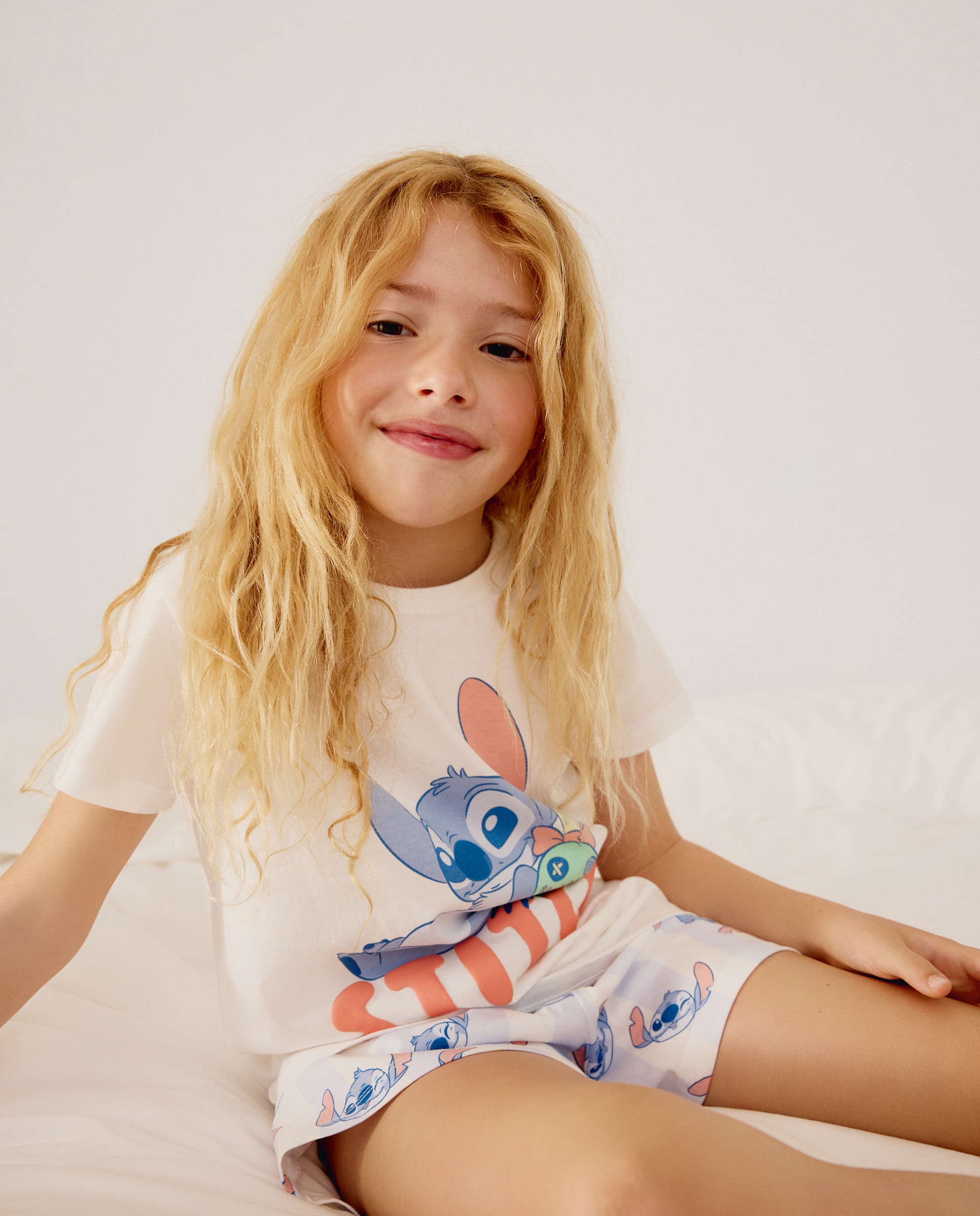 Pijama Curto Lilo e Stitch Branco-4