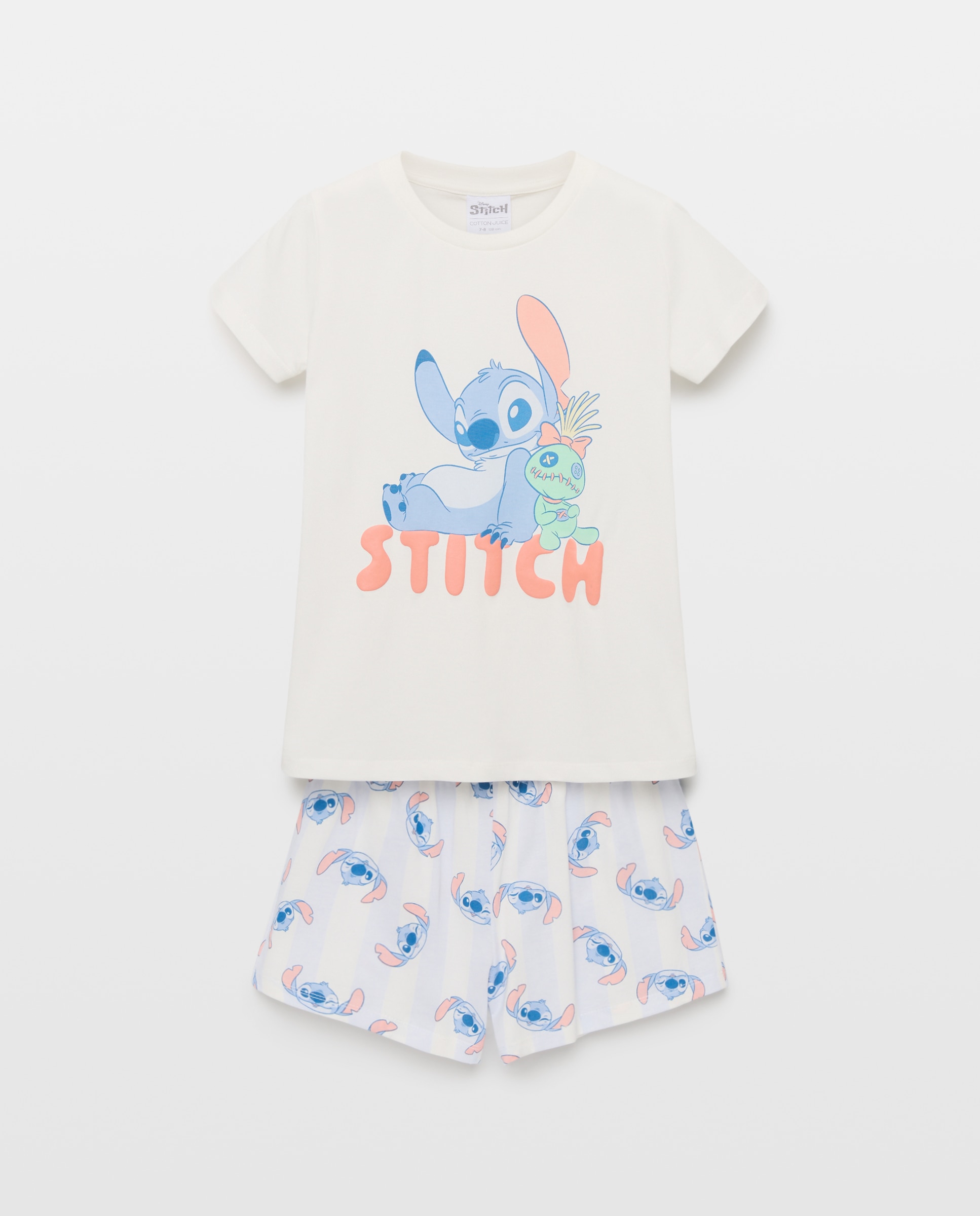 Pijama Curto Lilo e Stitch Branco-5