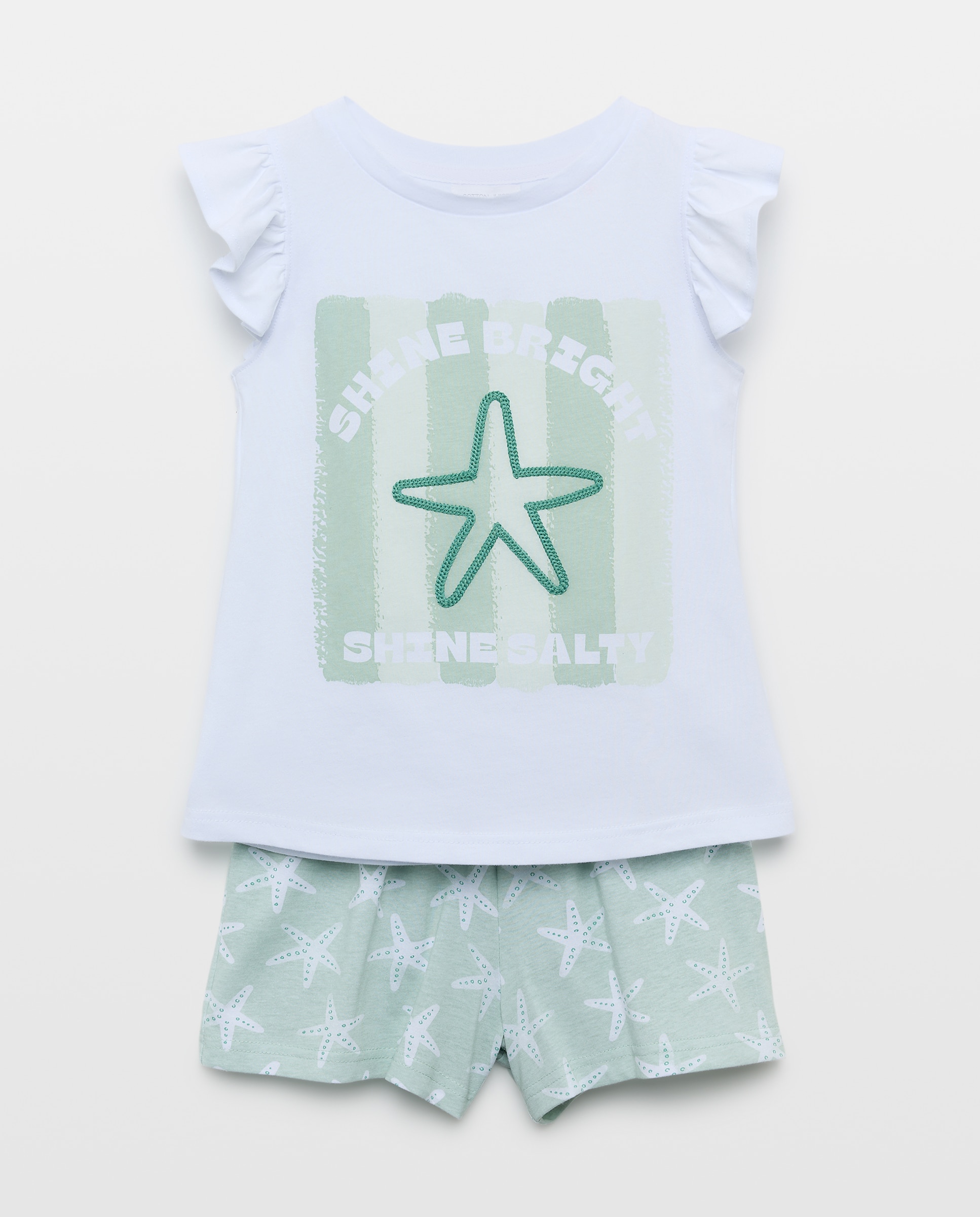 Pijama Curto com Estrela Verde-4