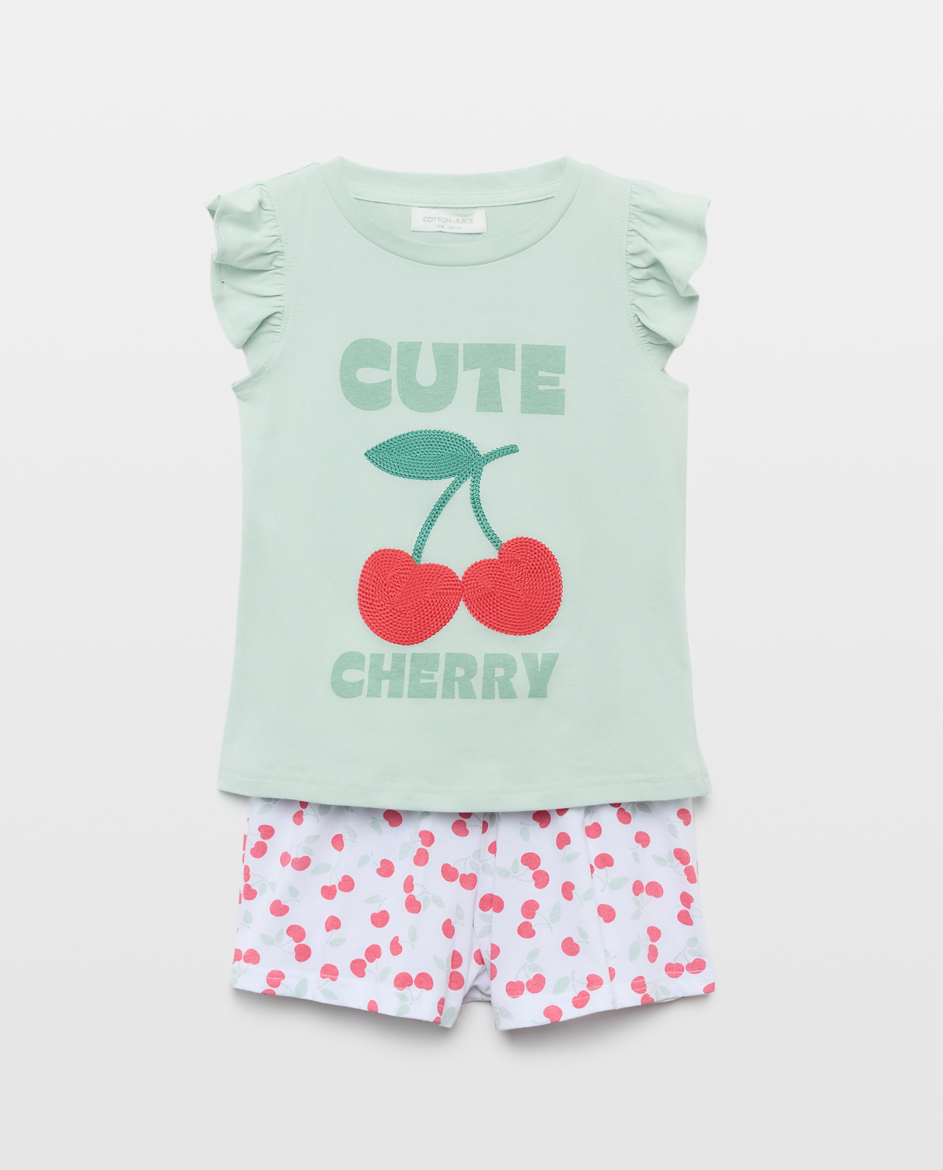 Pijama corto con estrella de niña - Cotton Juice - Blanco Blanco-5