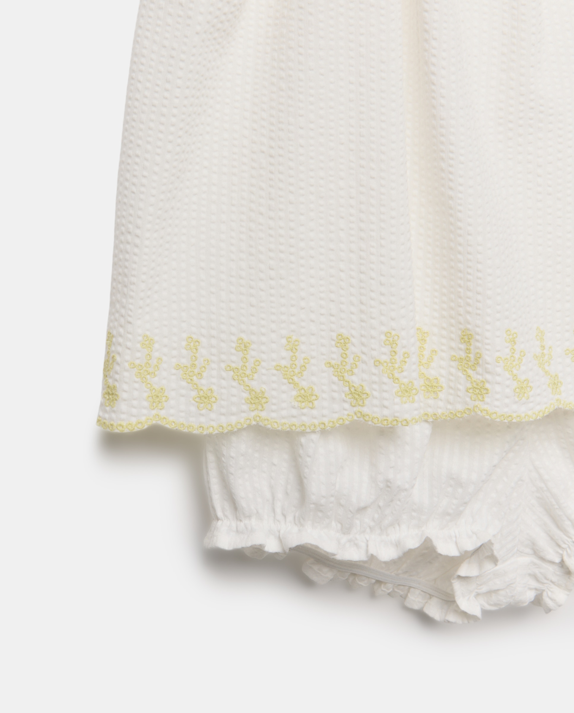 Pijama corto tirante bordados lima de niña - Cotton Juice - Blanco Blanco-5