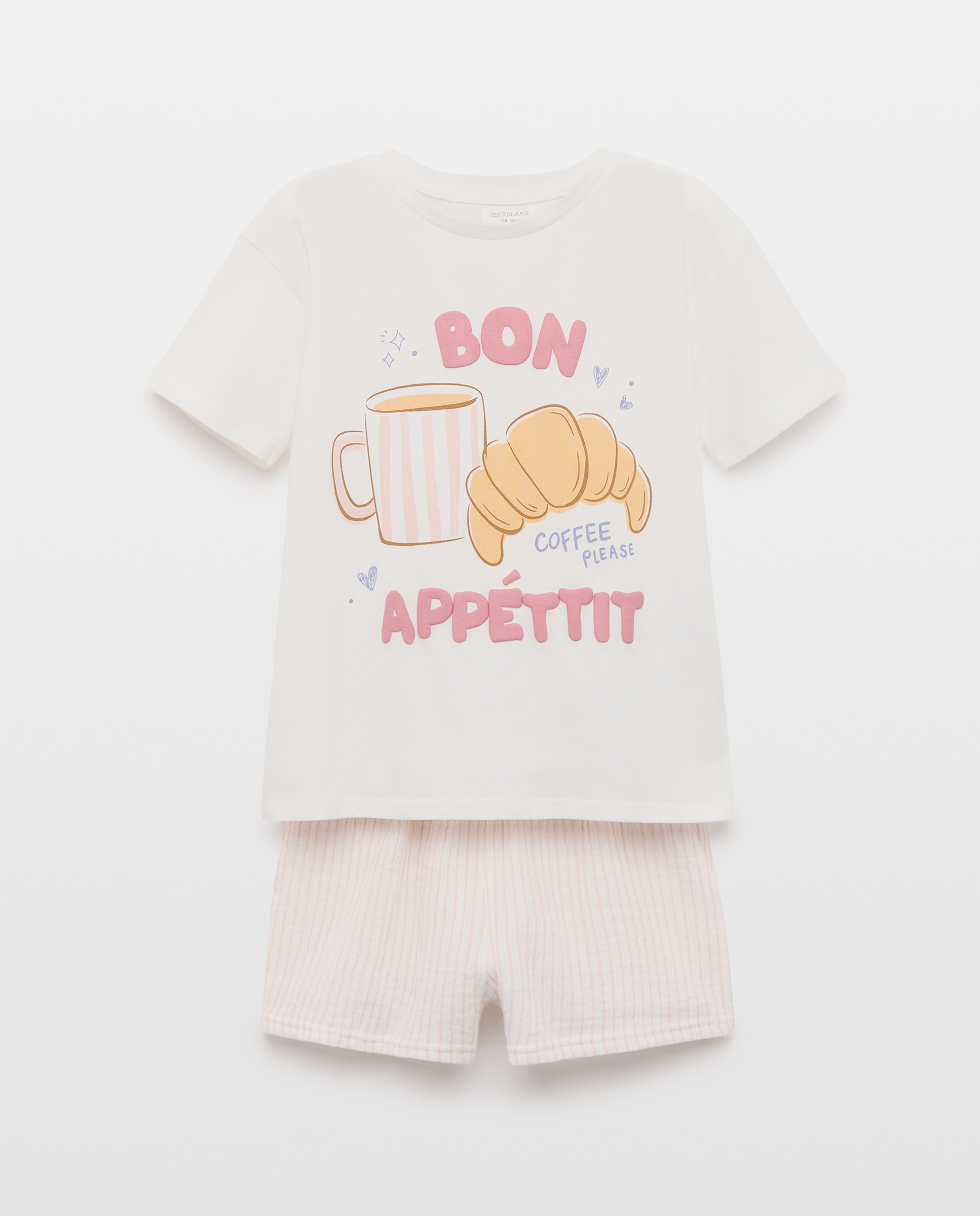 Pijama Misto com Calças de Chiffon e Fantasia Cotton Juice Rosa-4