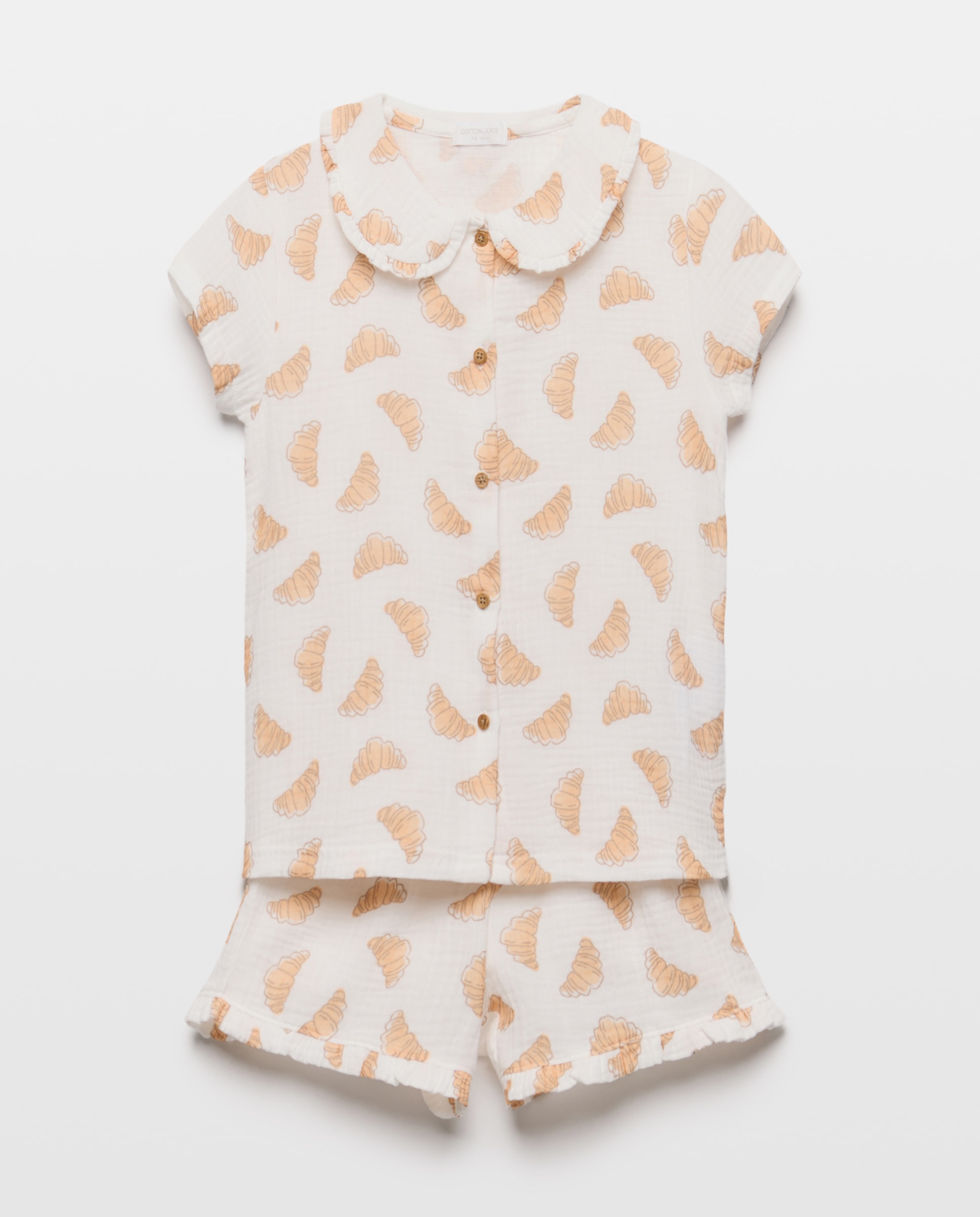 Pijama Abotoado com Chiffon e Fantasia Cotton Juice Branco-4