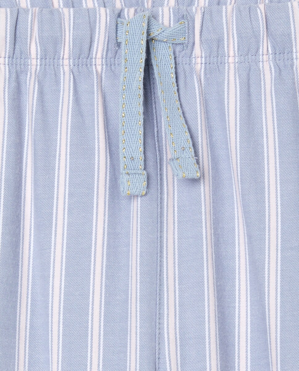 Calças com Estampado às Riscas Bicolor Azul-5