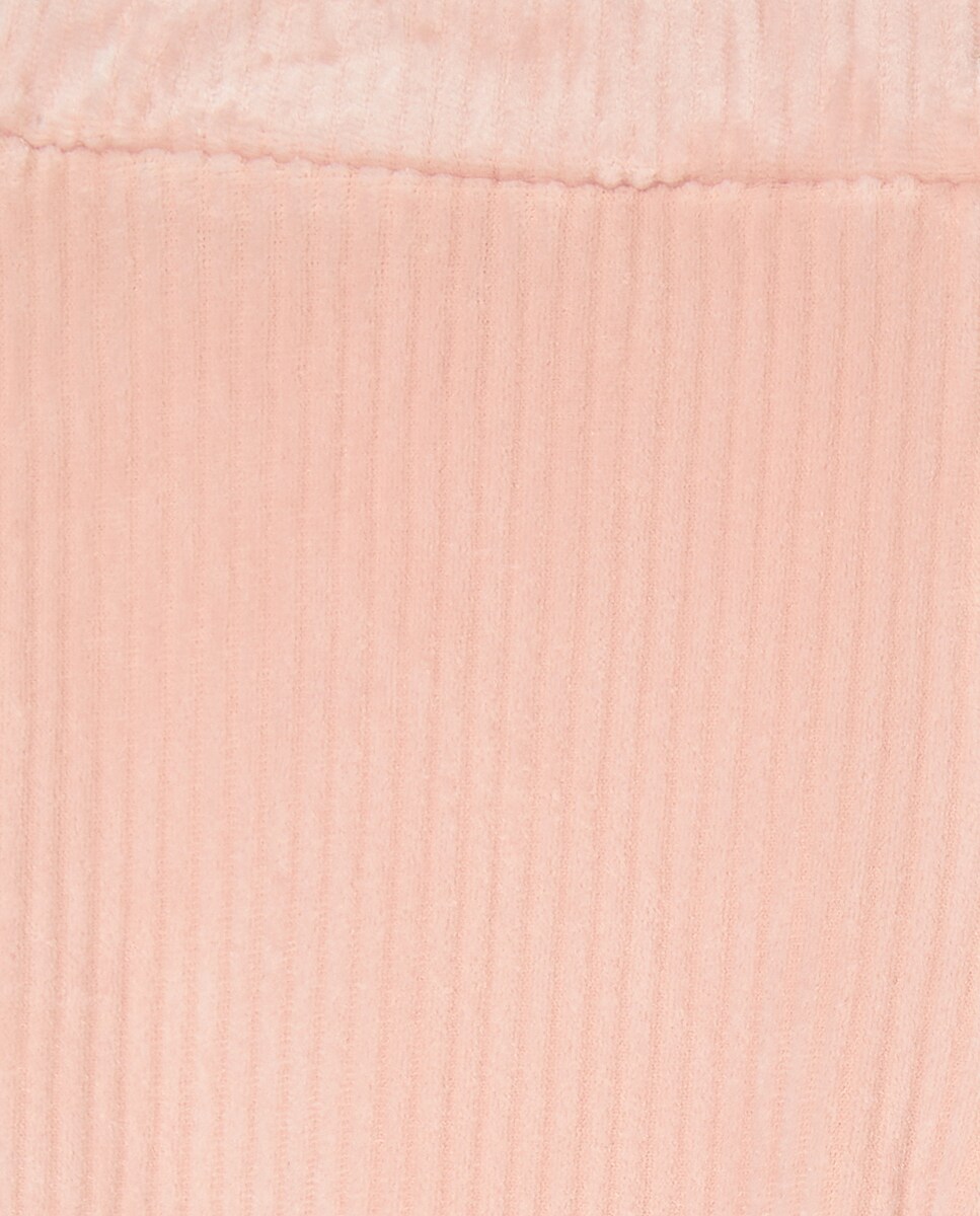 Calças de Malha Canelada Flare 220 Rosa Pálido-5