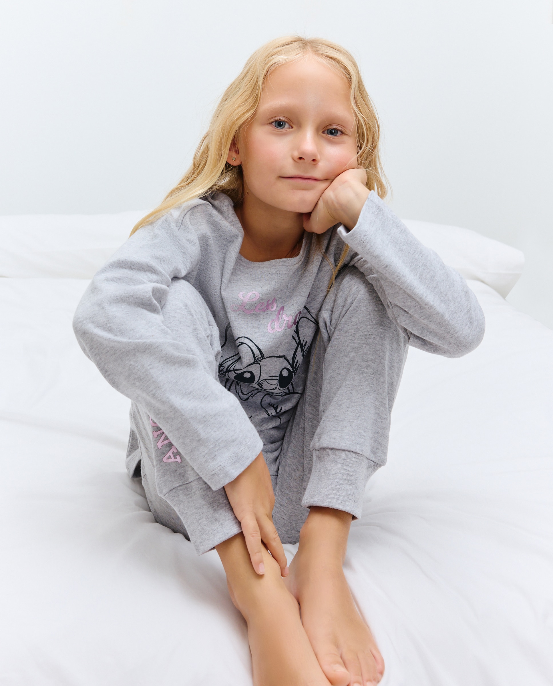 Camisola às Riscas com Manga Comprida Cinzento-1