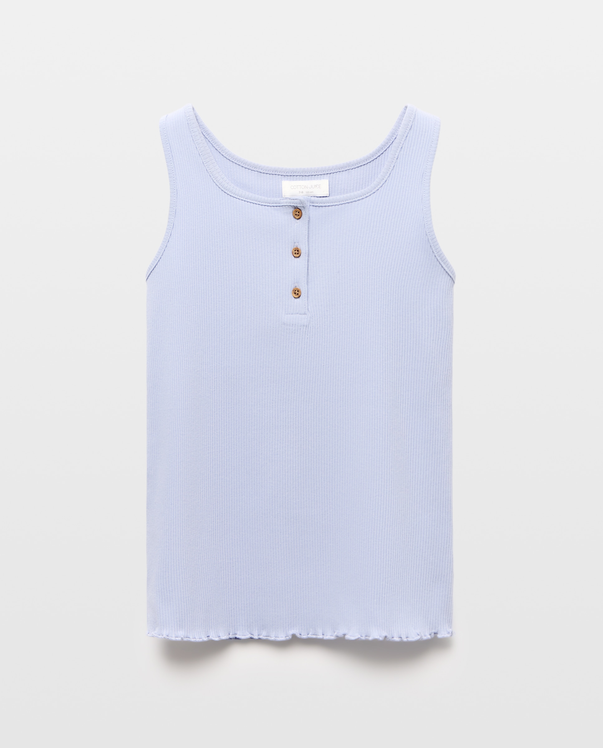 T-shirt de Alças Básica com Decote Redondo Cotton Juice 400 Azul-4