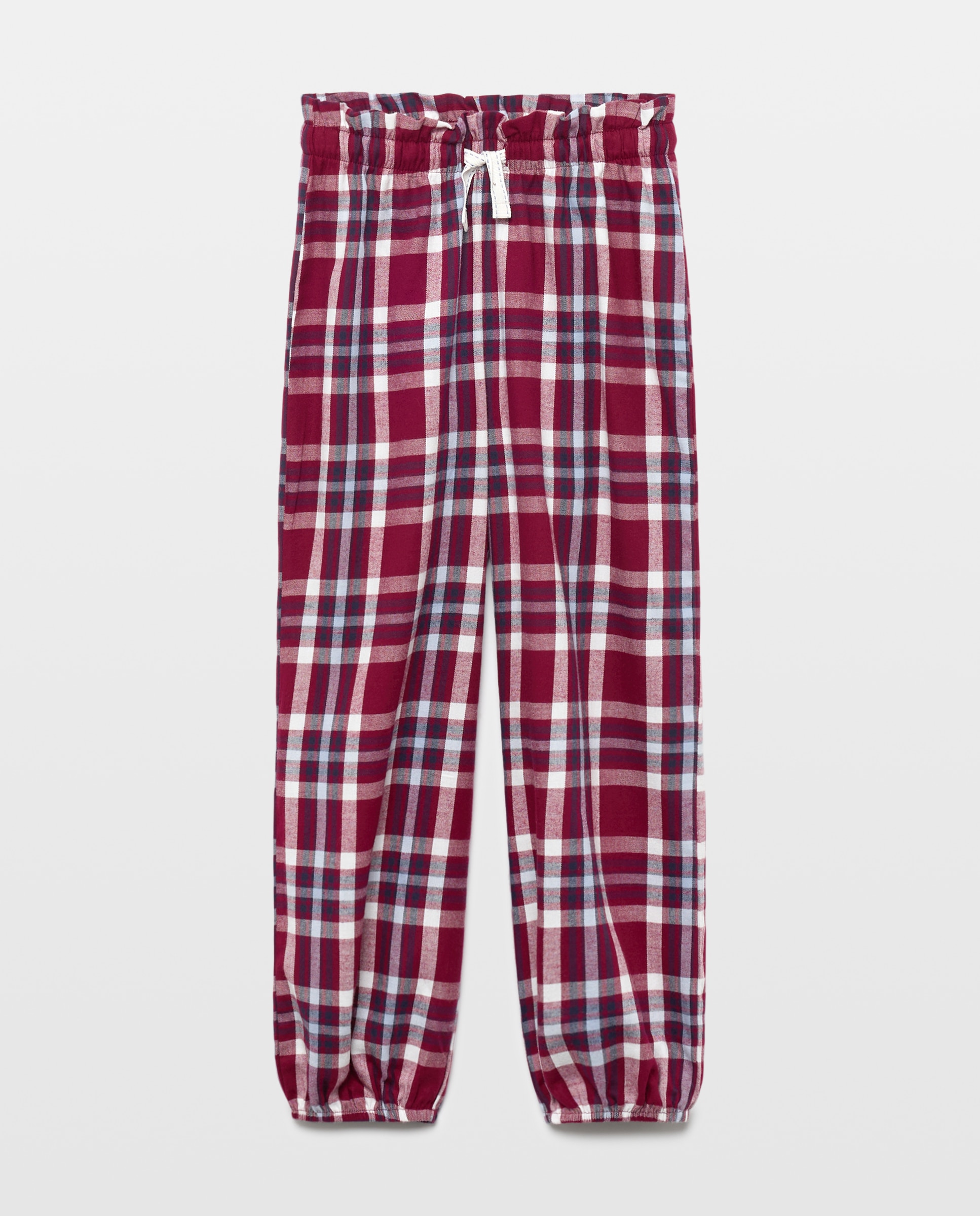 Calças com Estampado aos Quadrados Cotton Juice Vermelho-4