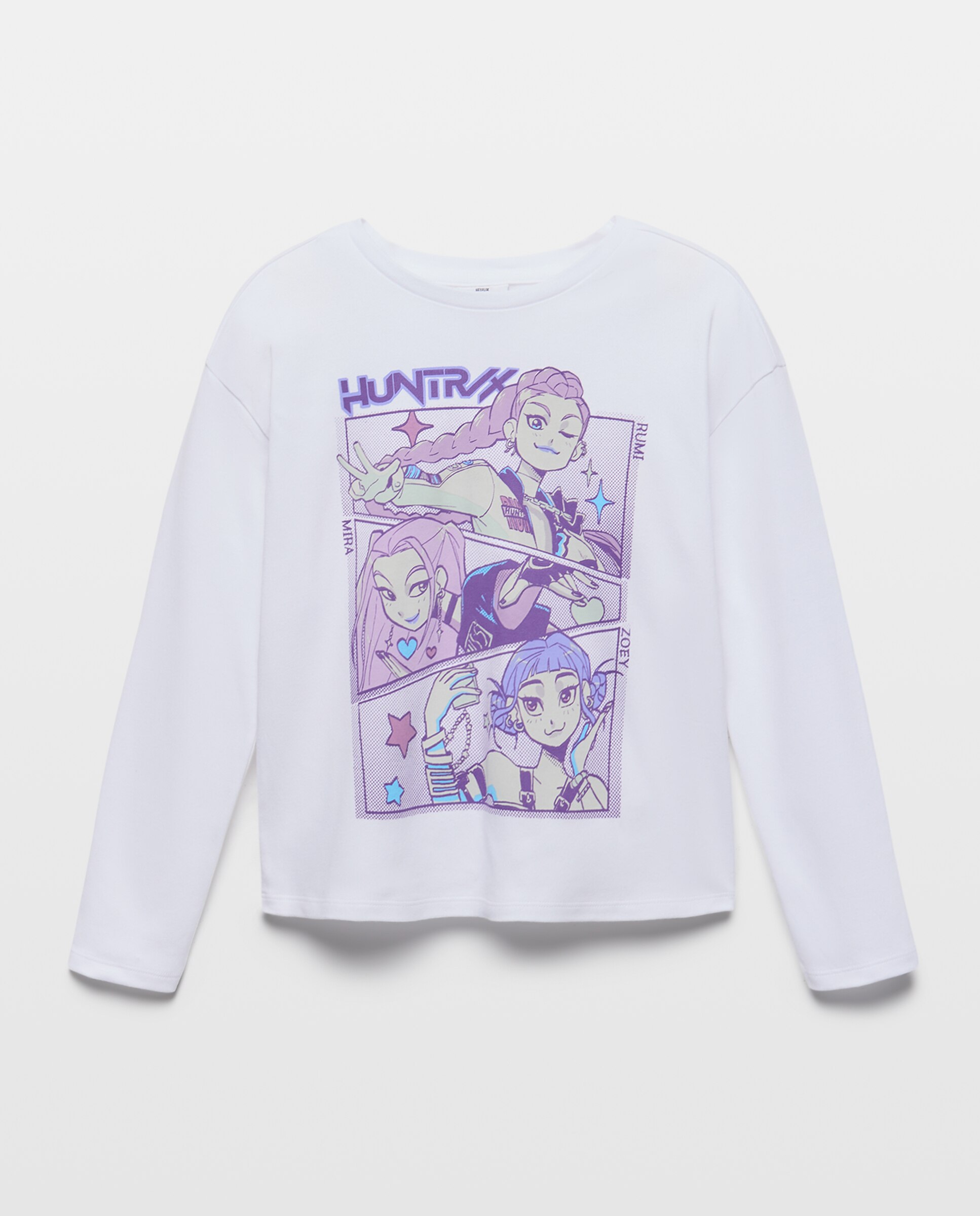 T-shirt de Decote Redondo e Manga Comprida com Fantasia K-Pop Grupo Cotton Juice Branco-4