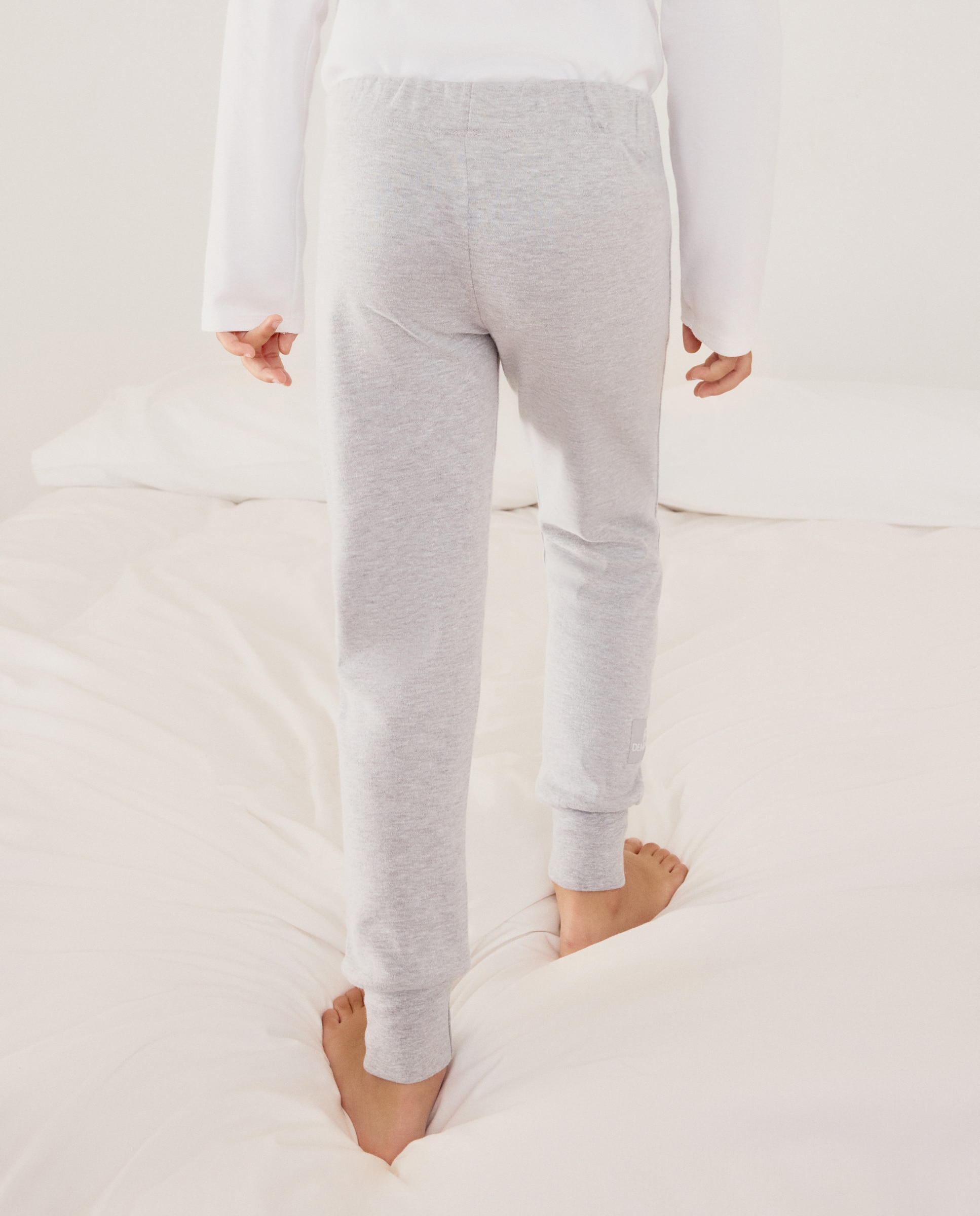 Pantalón largo de punto logo K-POP de niña - Cotton Juice - 820 Gris medio 820 Gris medio-3