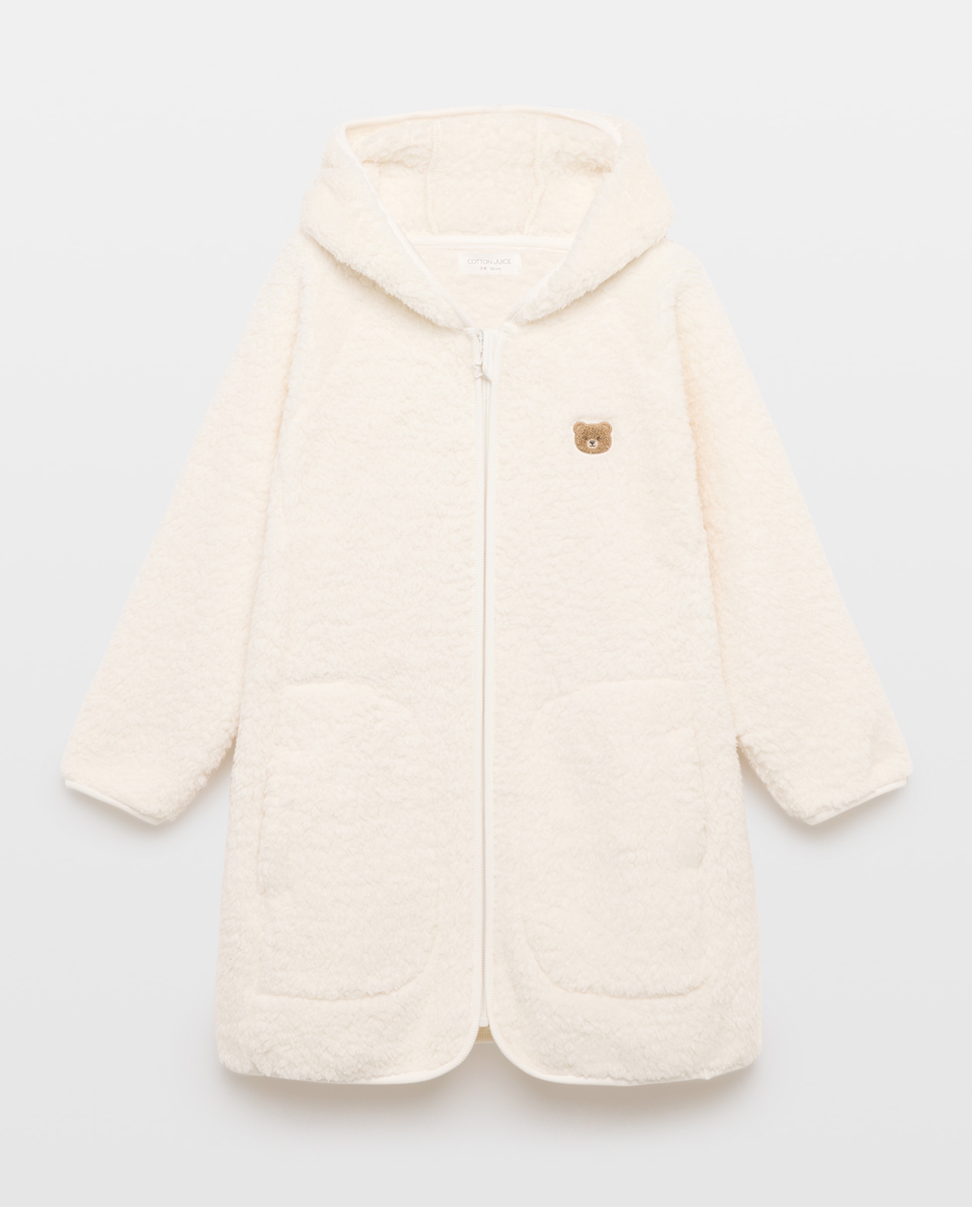 Robe Sherpa com Fecho de Correr e Urso Cotton Juice Bege-4