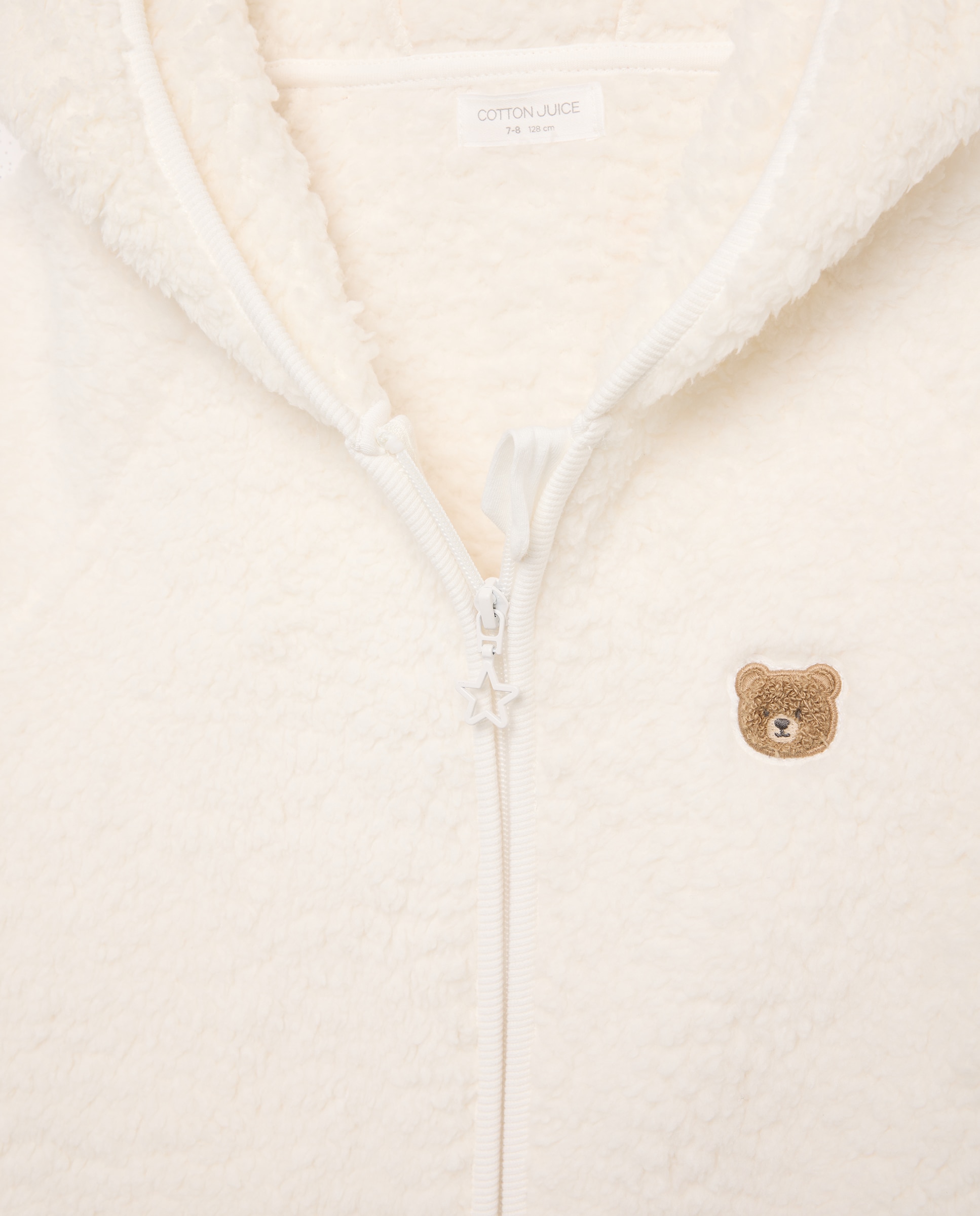 Robe Sherpa com Fecho de Correr e Urso Cotton Juice Bege-5