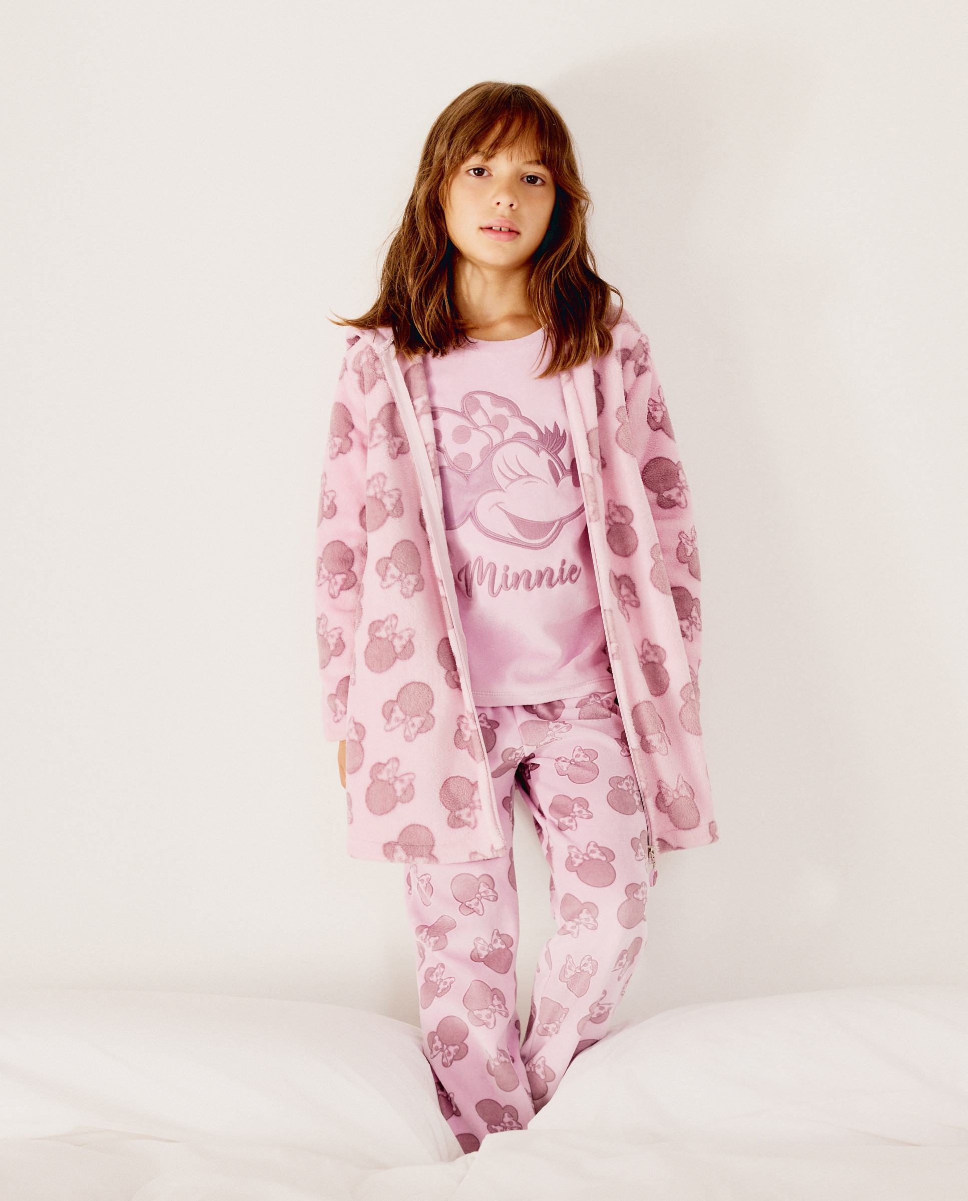 Bata fantasía siluetas caras MINNIE de niña - Cotton Juice - Rosa Rosa-1