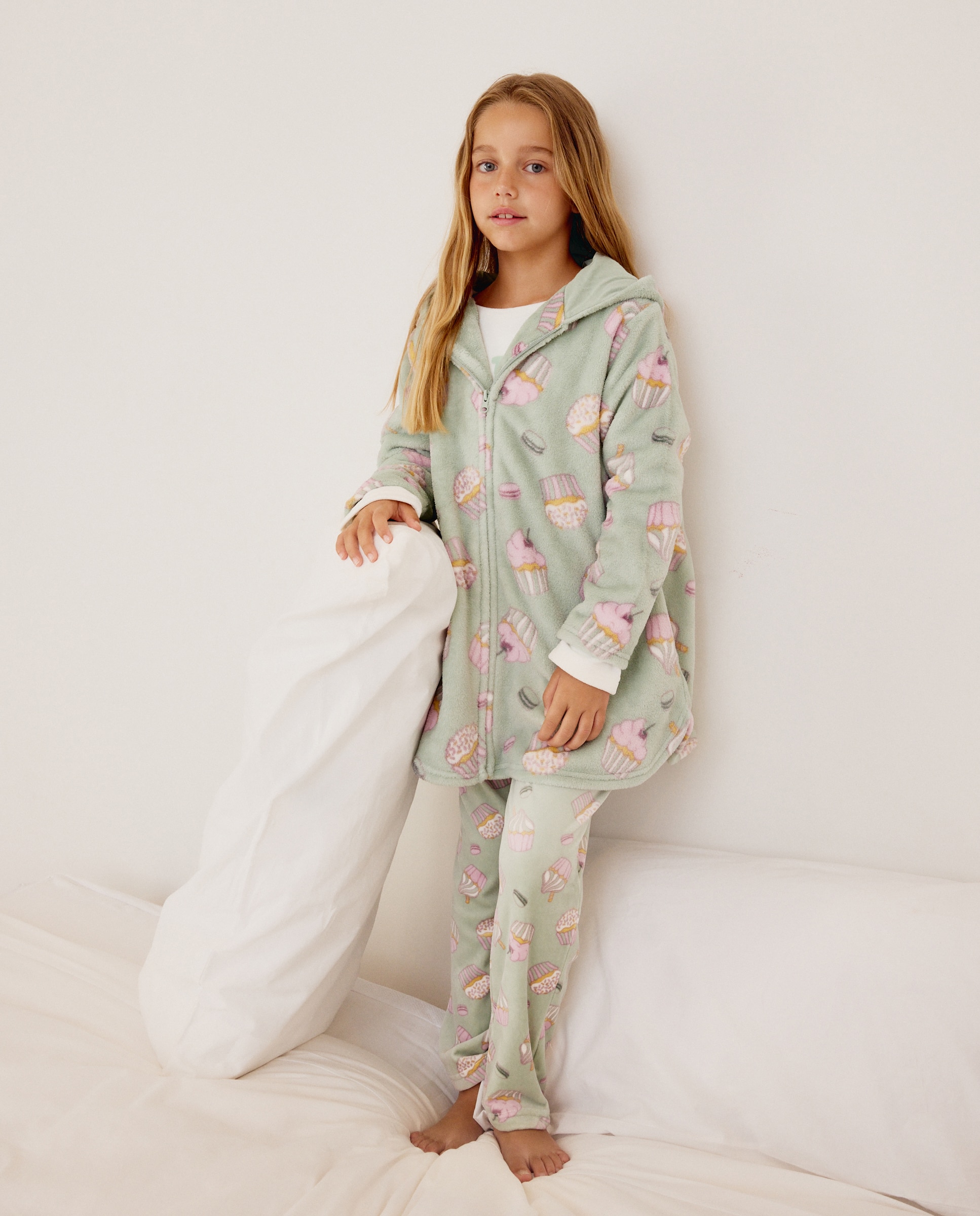 Robe com Fecho de Correr e Estampado de Fantasia Cotton Juice Verde-2