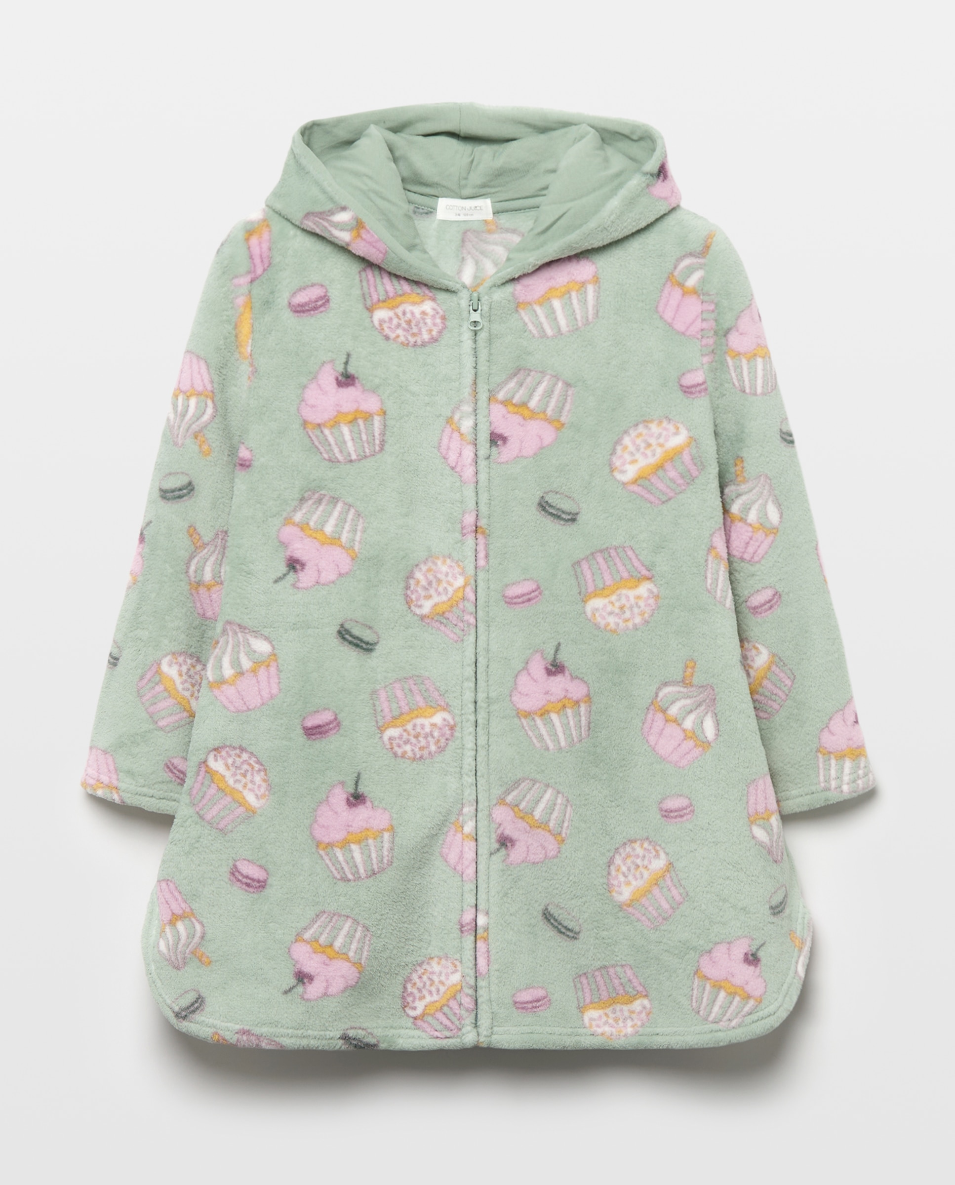 Robe com Fecho de Correr e Estampado de Fantasia Cotton Juice Verde-4