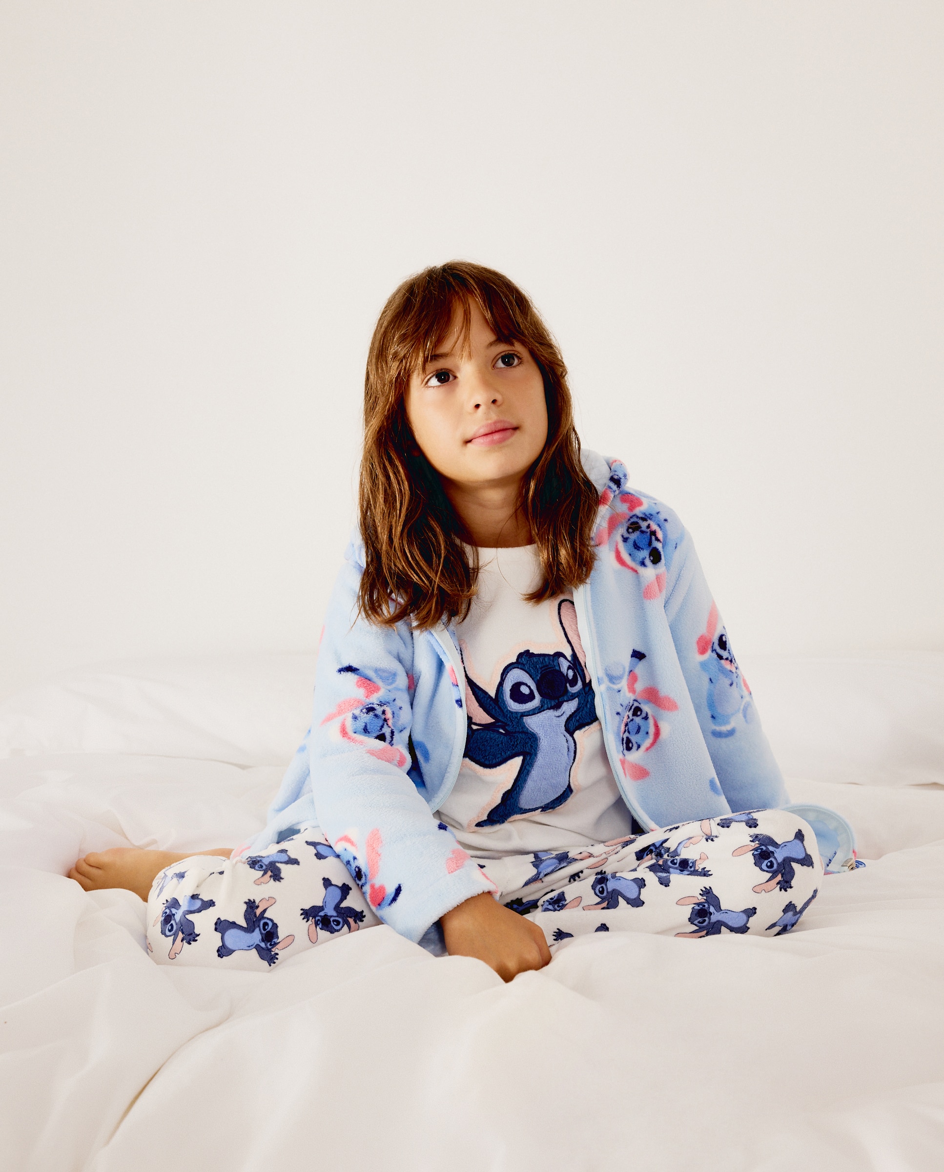 Imagen 1 de Bata estampada e Stitch y gorro de Navidad de niña - Cotton Juice - Azul marino Azul marino