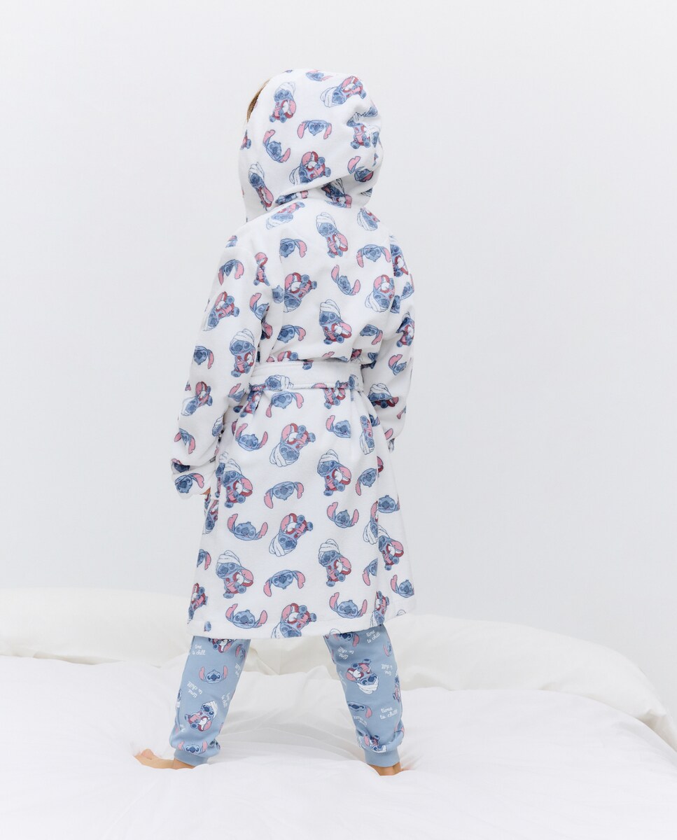 Roupão de Banho com Estampado Stitch Branco-3