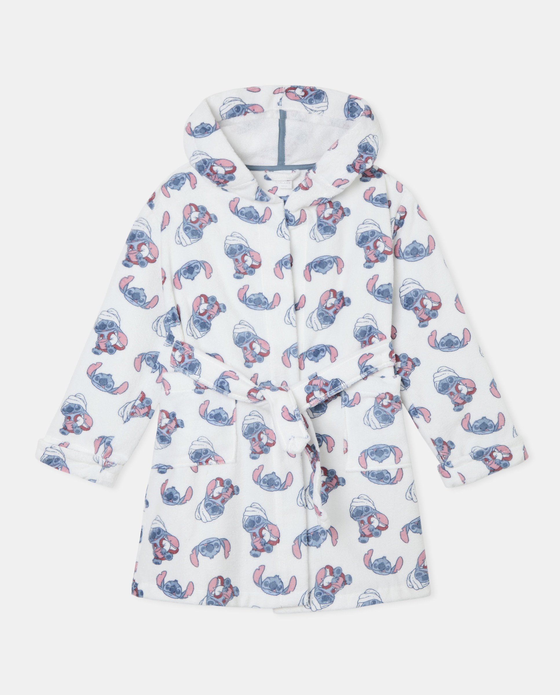 Roupão de Banho com Estampado Stitch Branco-4