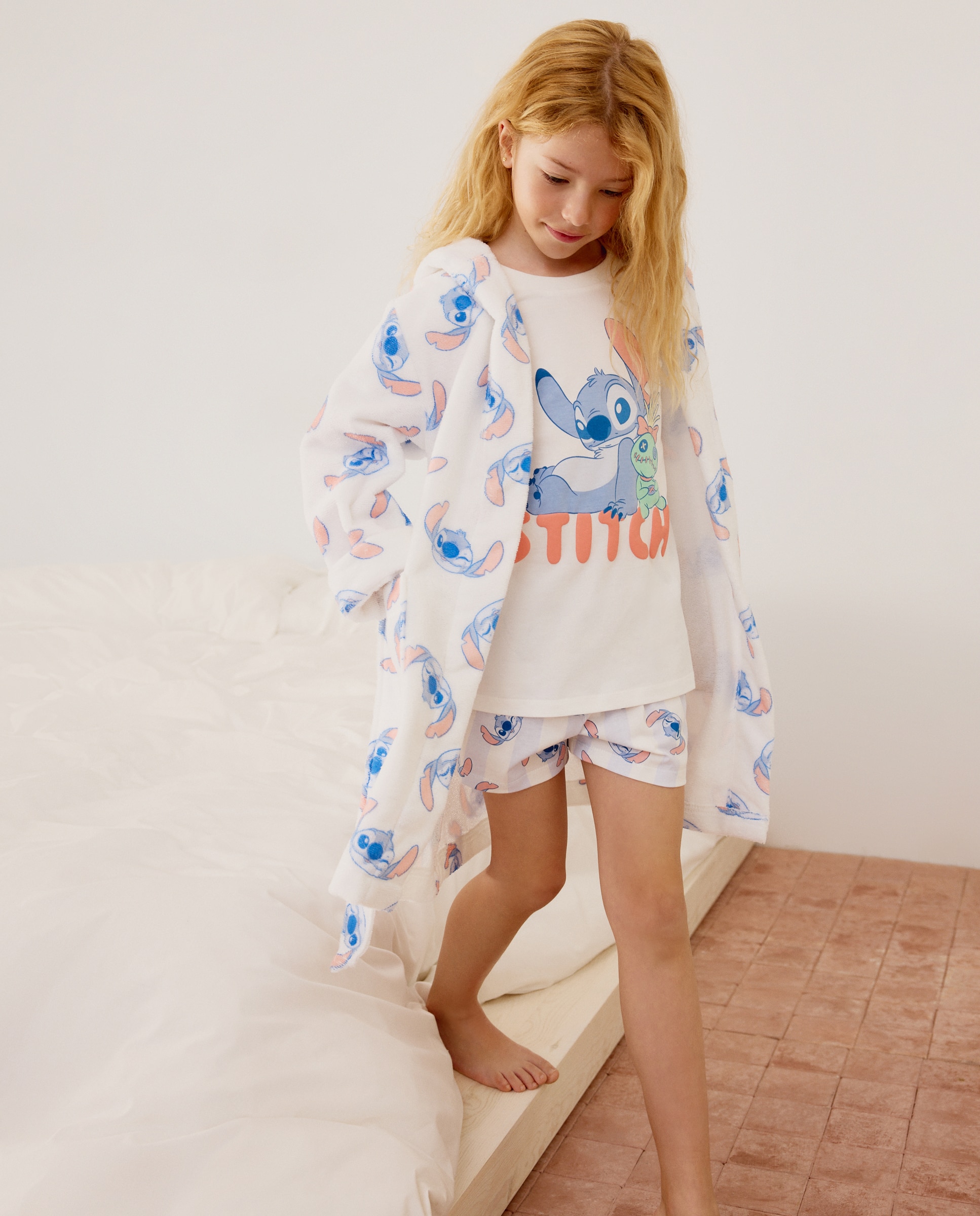 Roupão de Banho de Algodão Lilo & Stitch Cotton Juice Branco-2