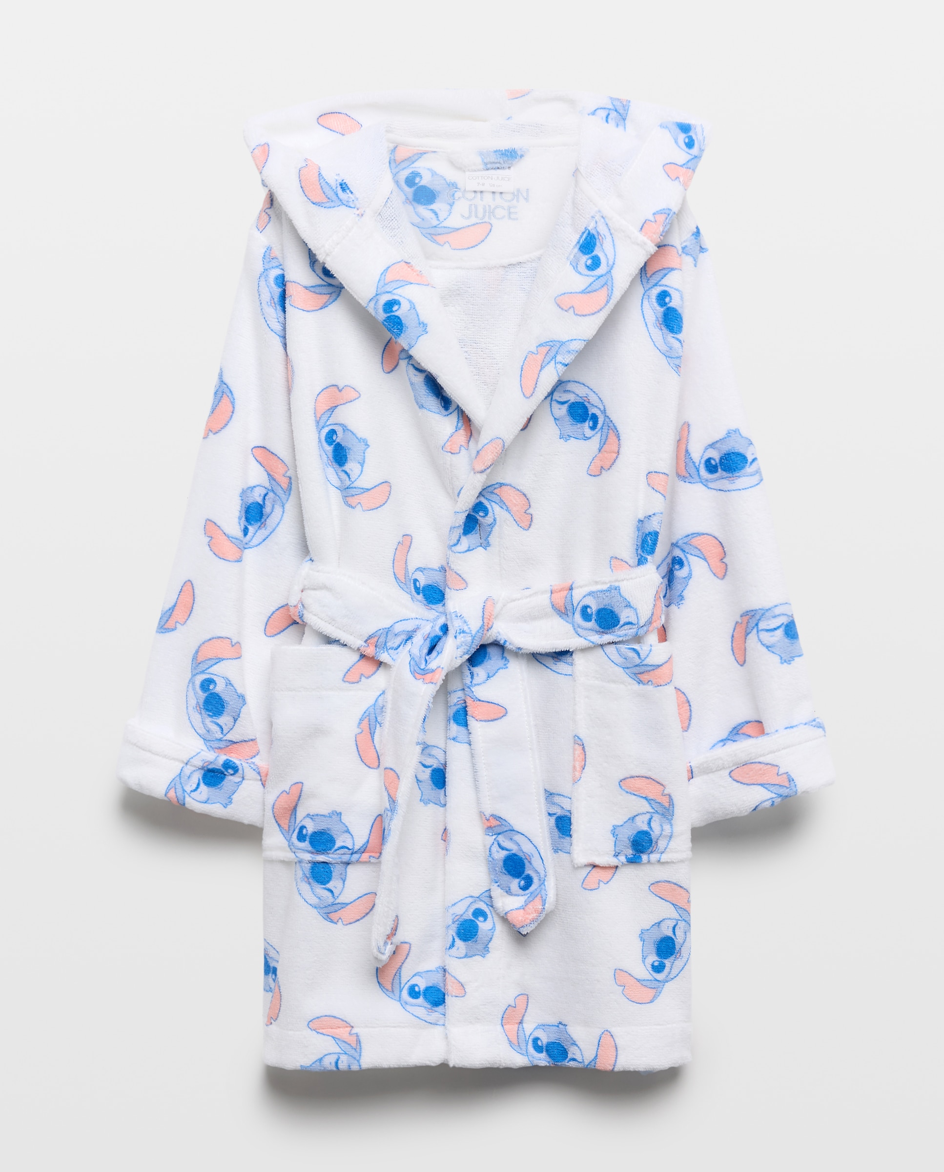 Roupão de Banho de Algodão Lilo & Stitch Cotton Juice Branco-5