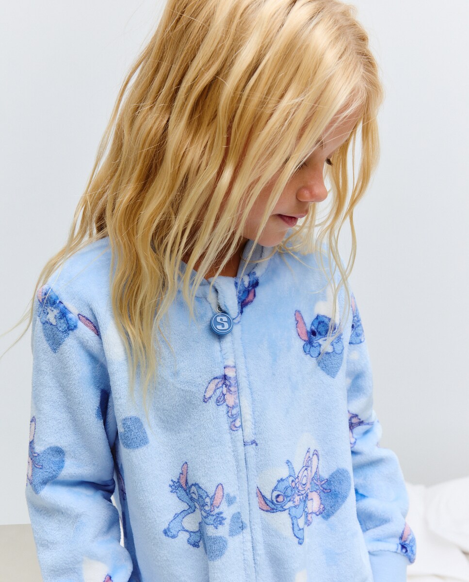 Macacão com Estampado de Fantasia Stitch Azul-2