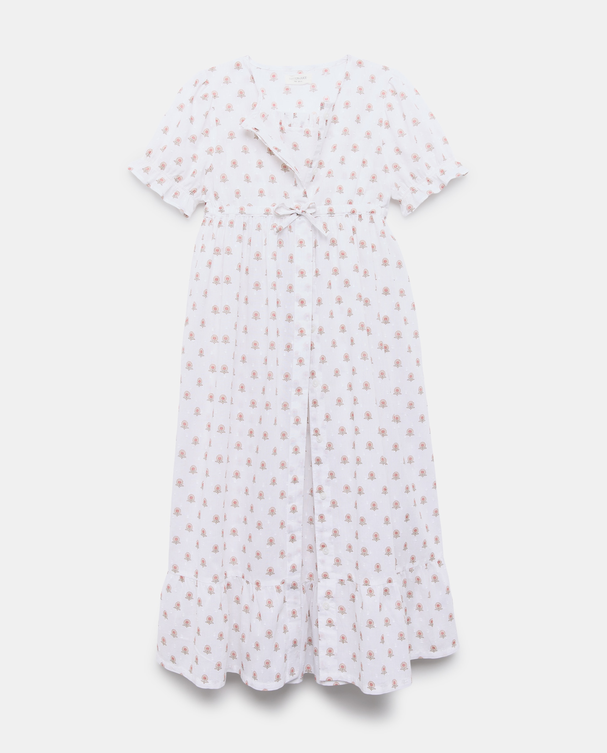 Imagen 5 de Conjunto comunión (bata + camisón) plumeti flores niña - Cotton Juice - Blanco Blanco
