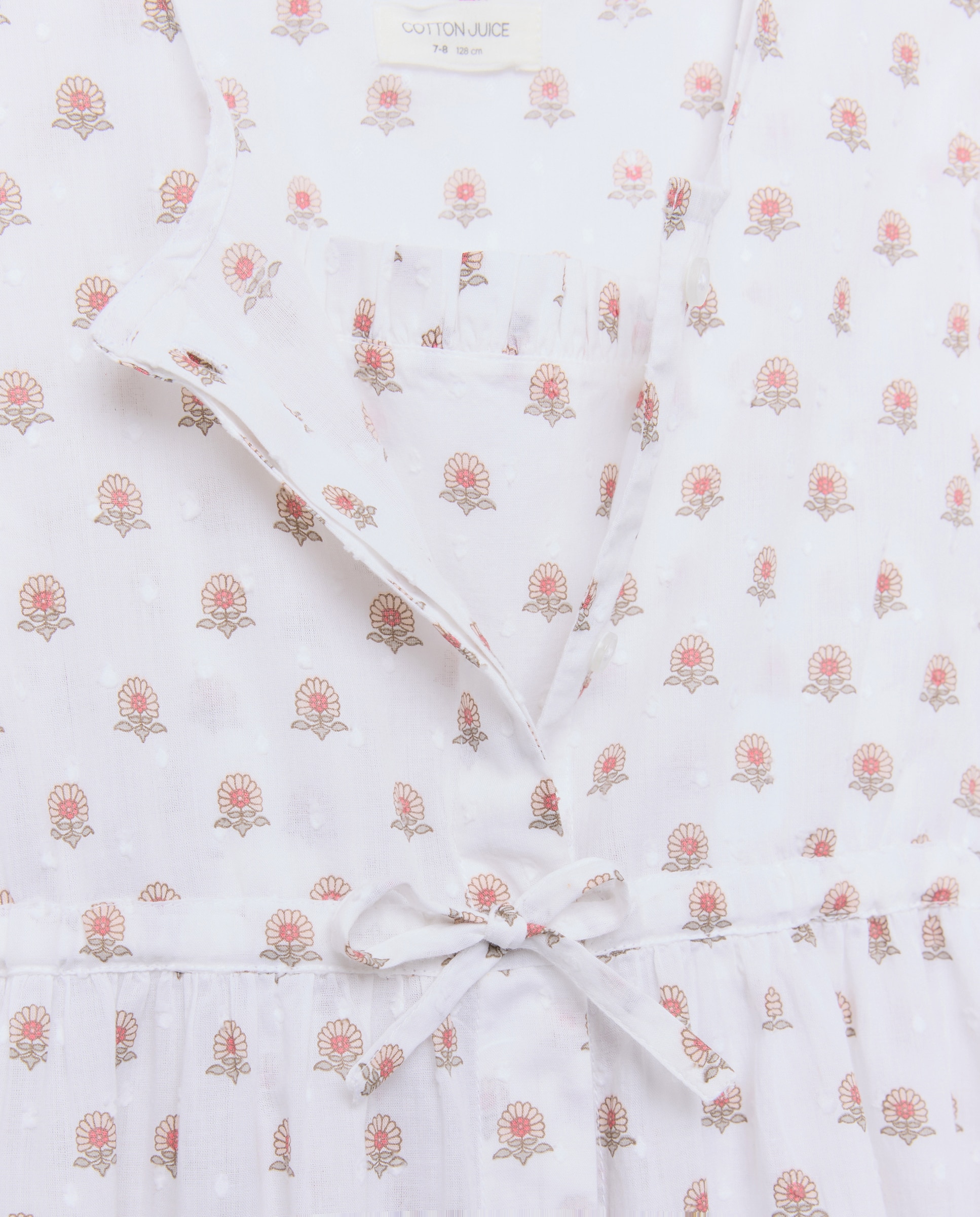 Imagen 6 de Conjunto comunión (bata + camisón) plumeti flores niña - Cotton Juice - Blanco Blanco