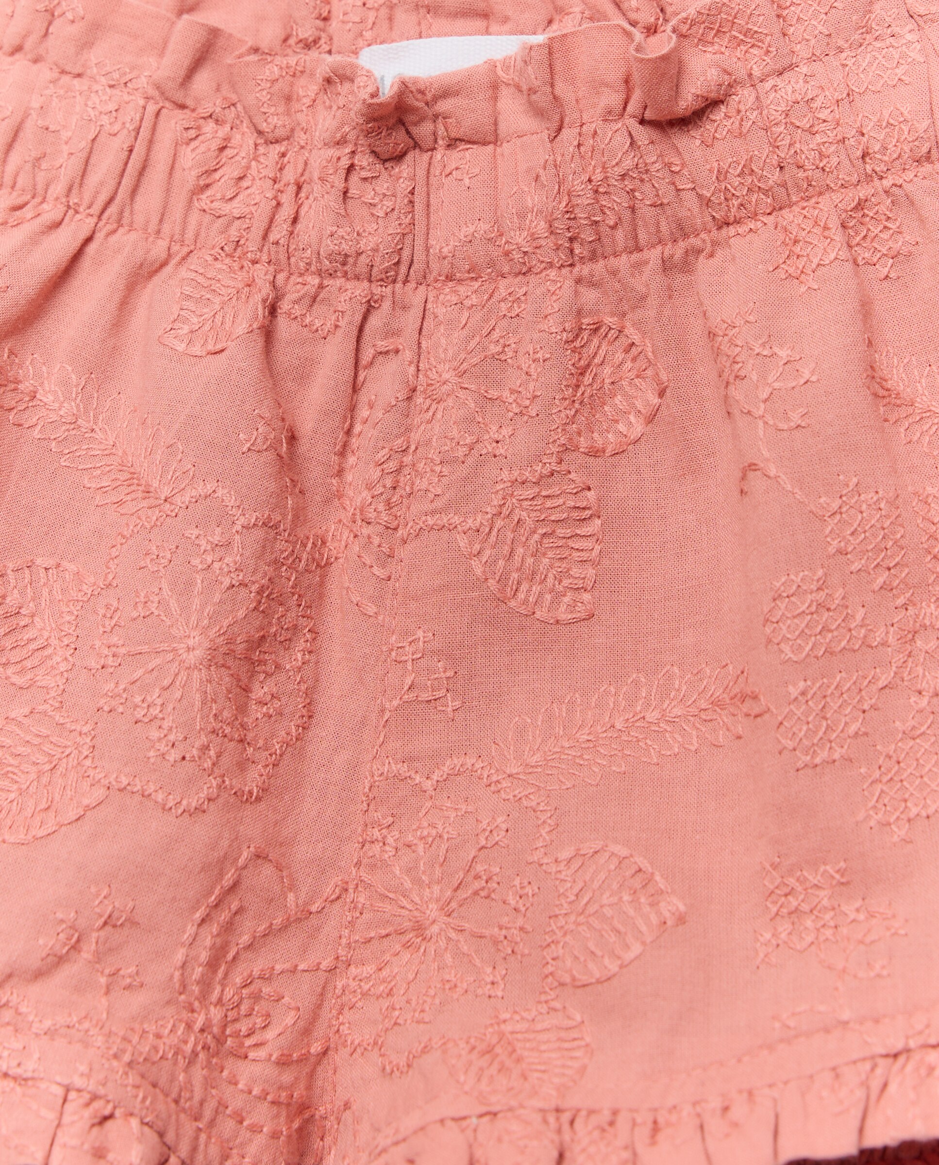Bermudas de Tecido Plano e Bordado de Bebé Baby El Corte Inglés Rosa-claro-3