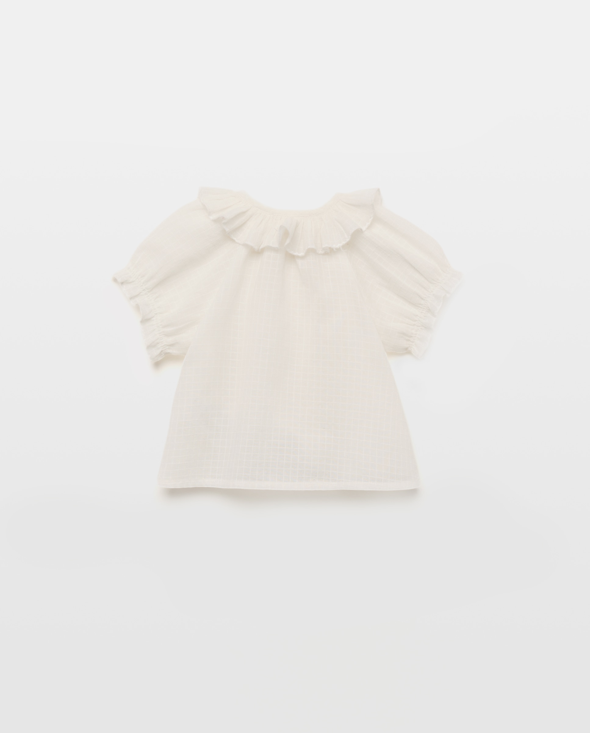 Blusa Lisa de Bebé com Manga Curta Branco-marfim-2