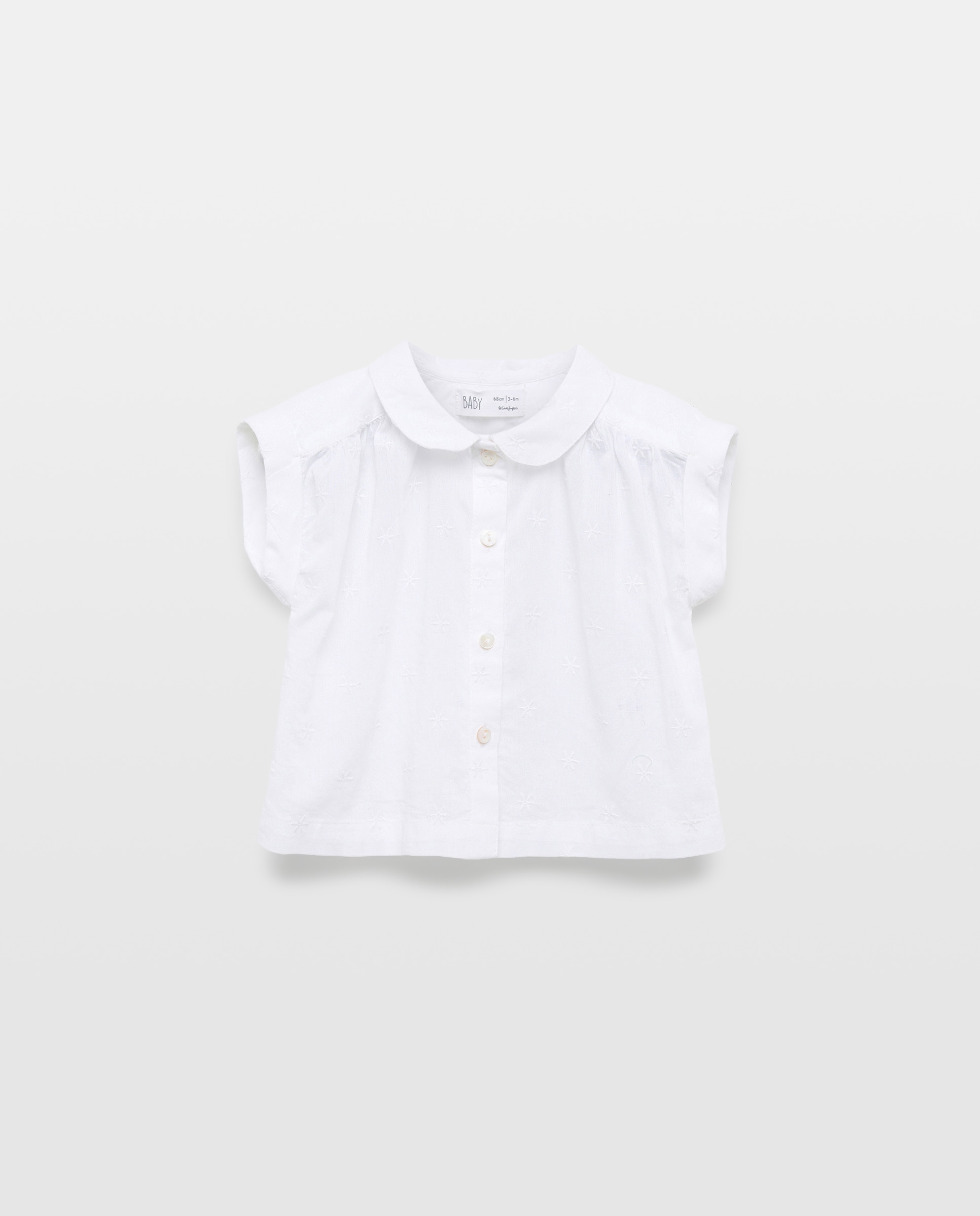 Camisa manga corta escote cuello bebé de bebé - Baby El Corte Inglés - Blanco Blanco-1