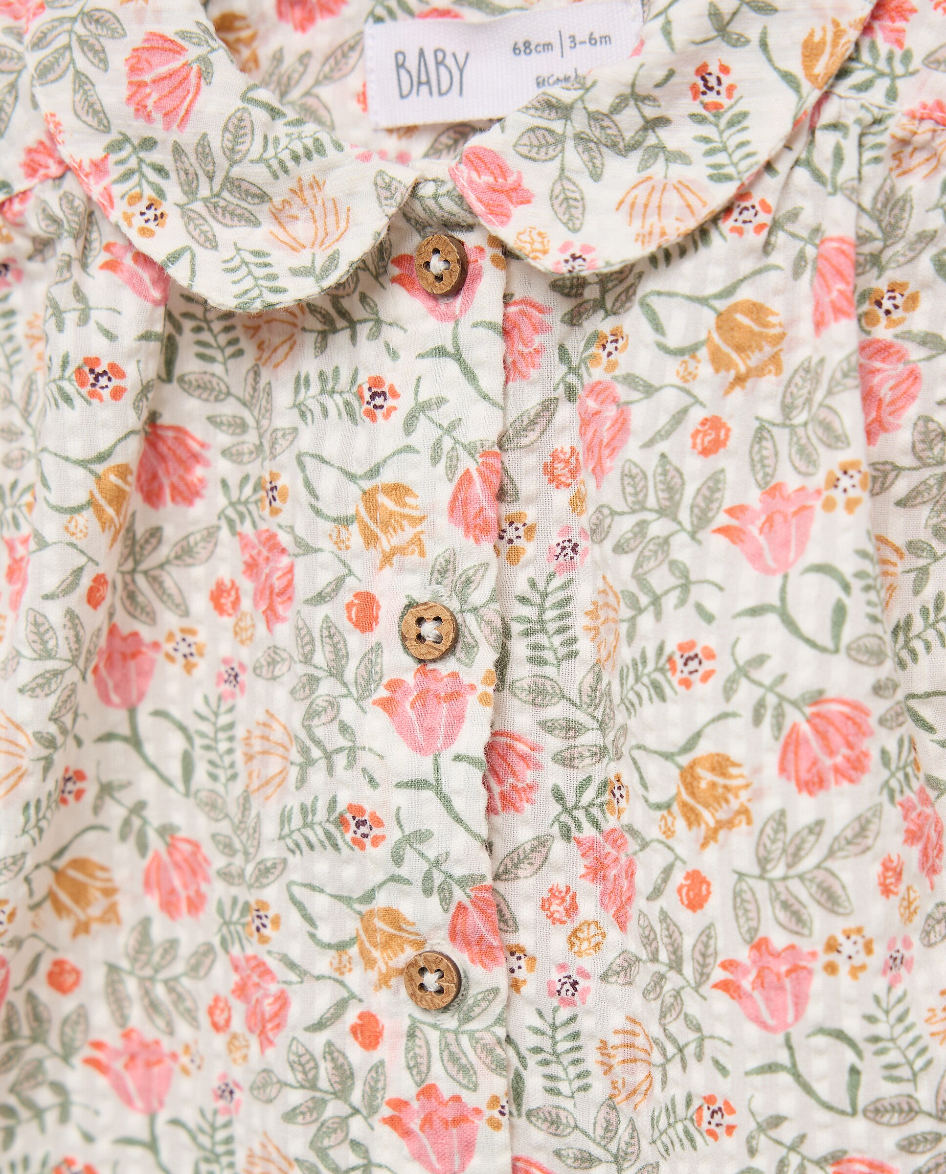 Camisa de Bebé com Manga Curta e Decote Tipo Gola Bebé Baby El Corte Inglés Rosa-3