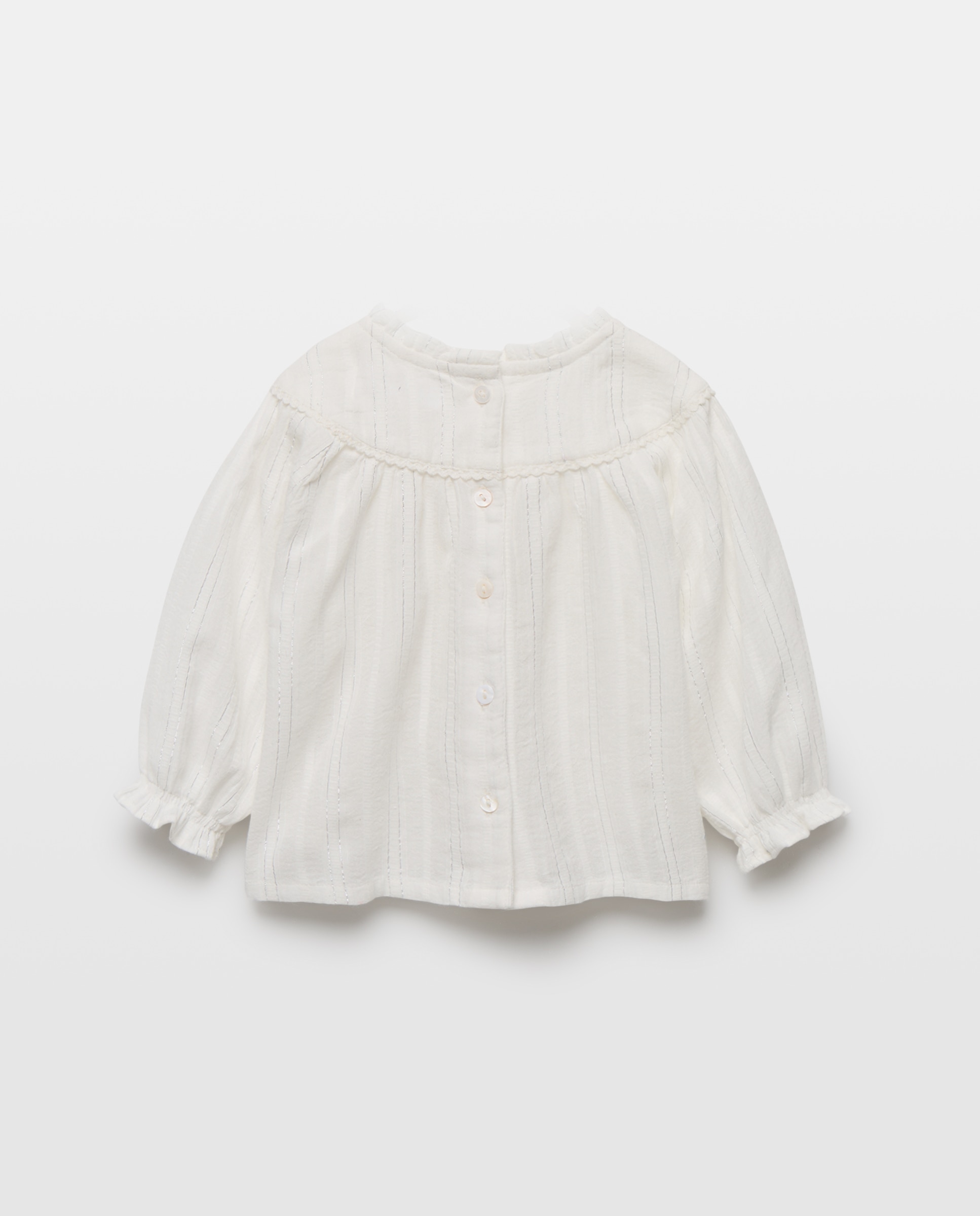 Camisa Lisa de Bebé com Manga Comprida Branco-marfim-2