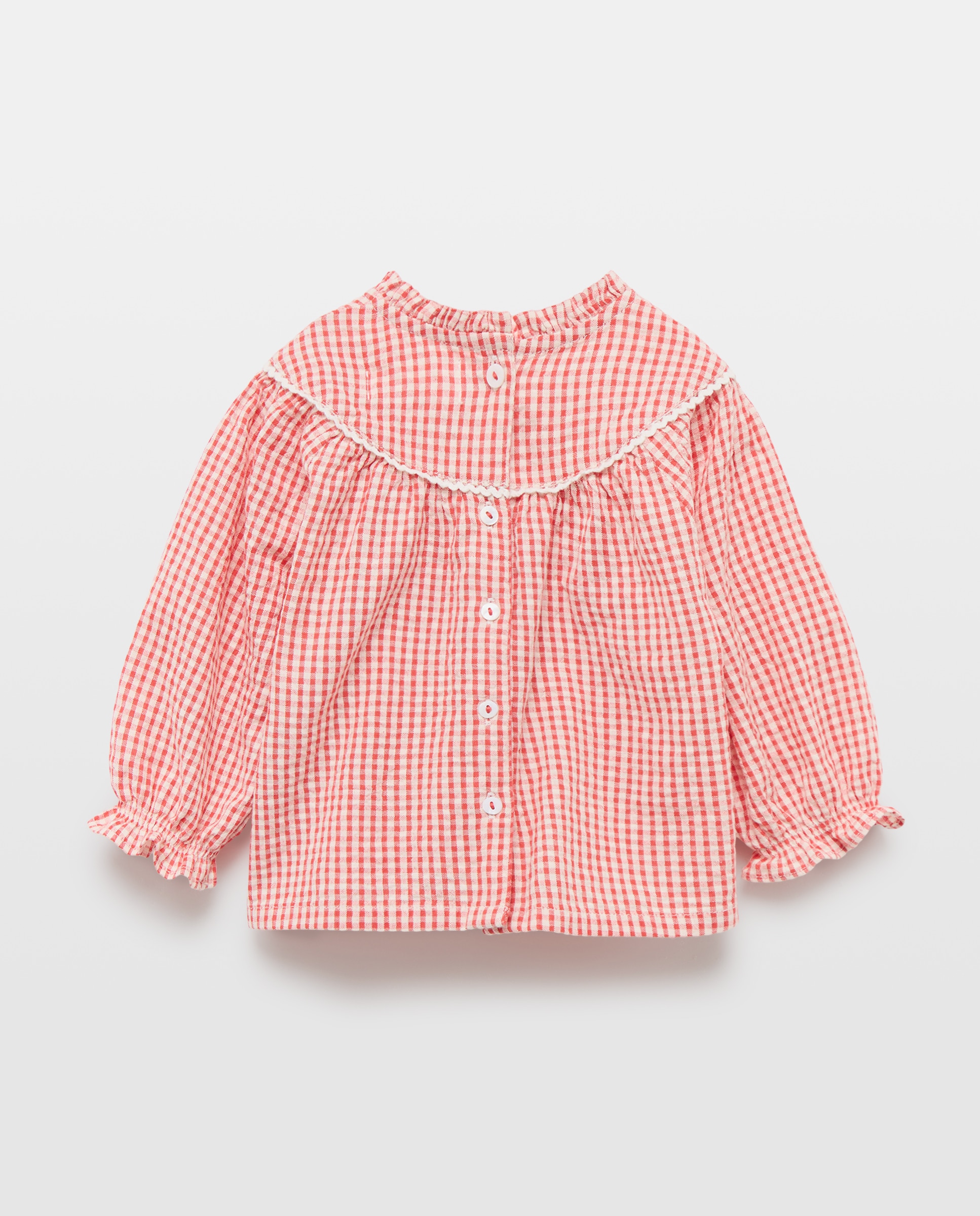 Camisa de Manga Comprida Vichy de Bebé Vermelho-2