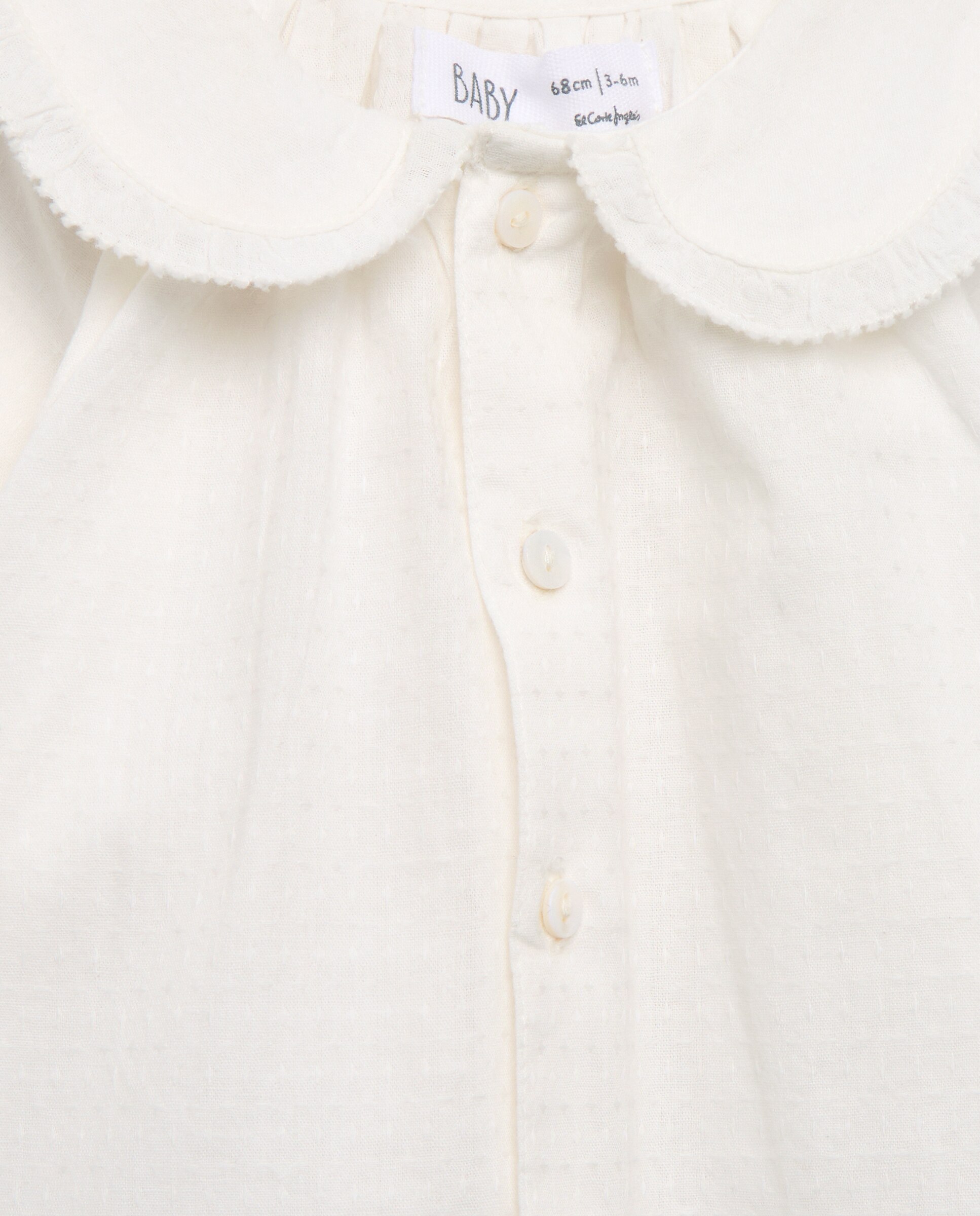 Camisa Lisa de Bebé com Manga Comprida Baby El Corte Inglés Branco-marfim-3