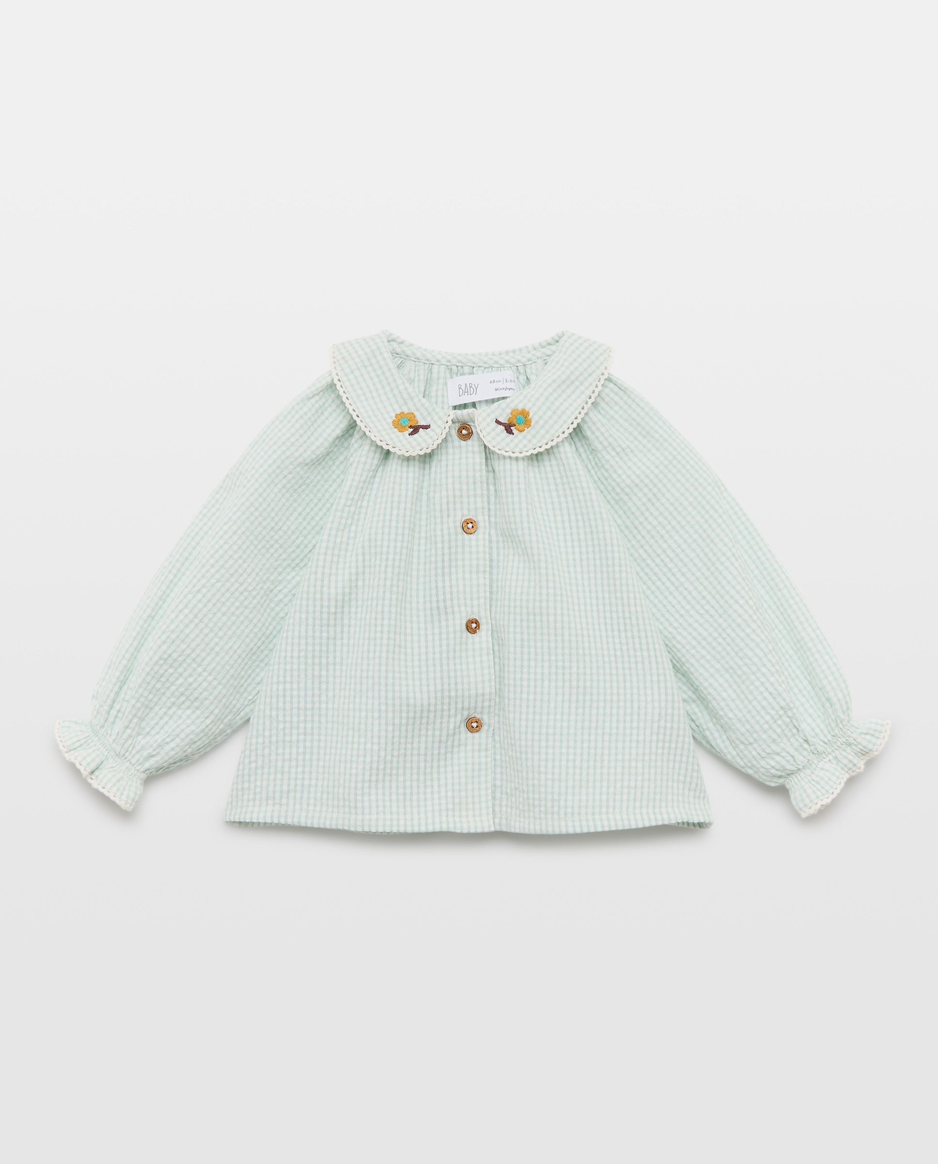 Imagen 0 de Camisa manga larga vichy de bebé Verde