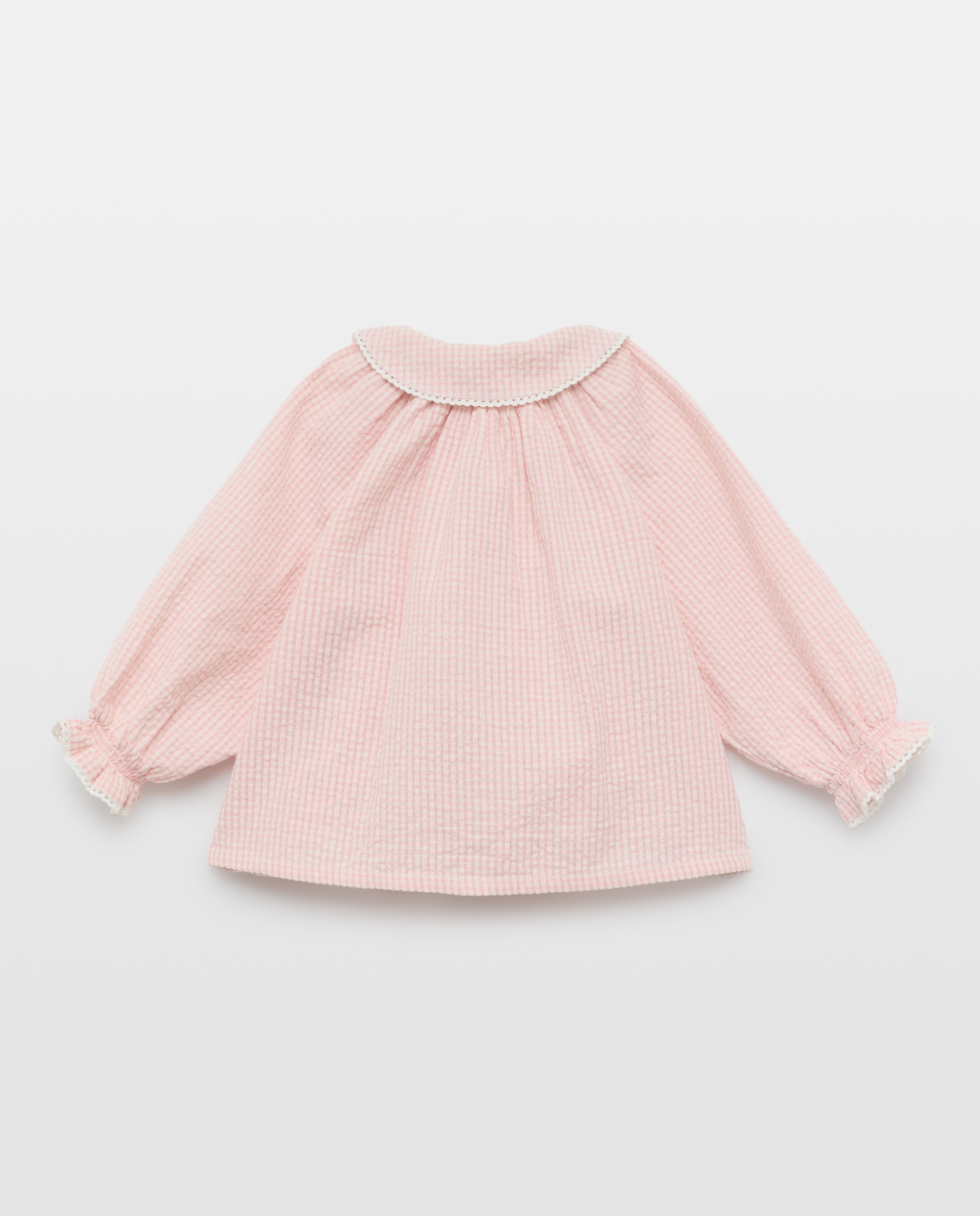 Camisa de Manga Comprida Vichy de Bebé 200 Rosa-2