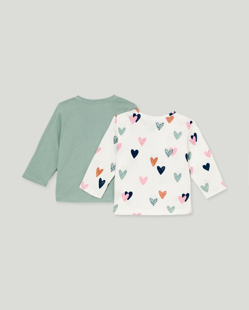 Pack de Camisolas de Manga Comprida de Bebé - Lisa + All Over Print Multicolor-2