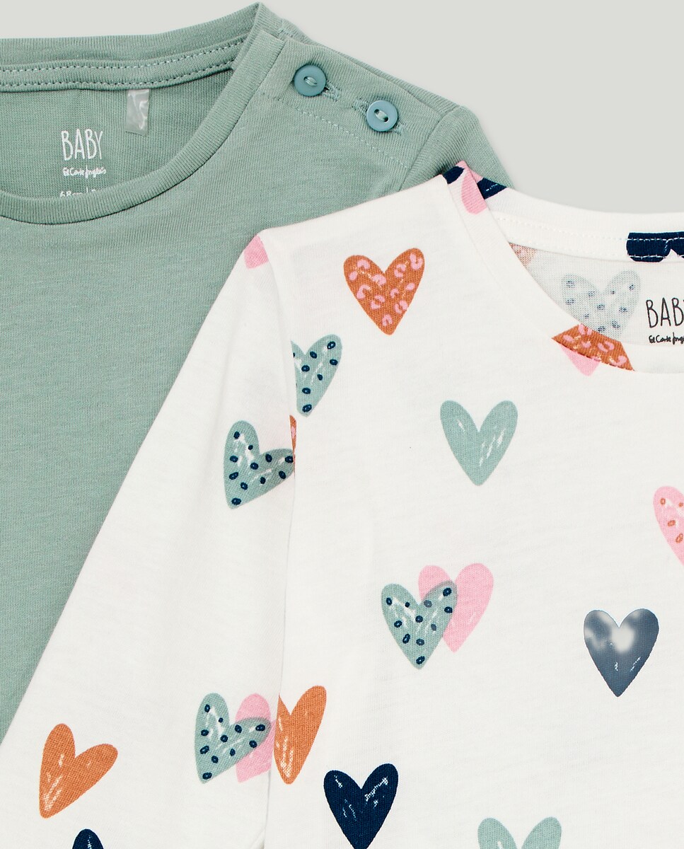 Pack de Camisolas de Manga Comprida de Bebé - Lisa + All Over Print Multicolor-3