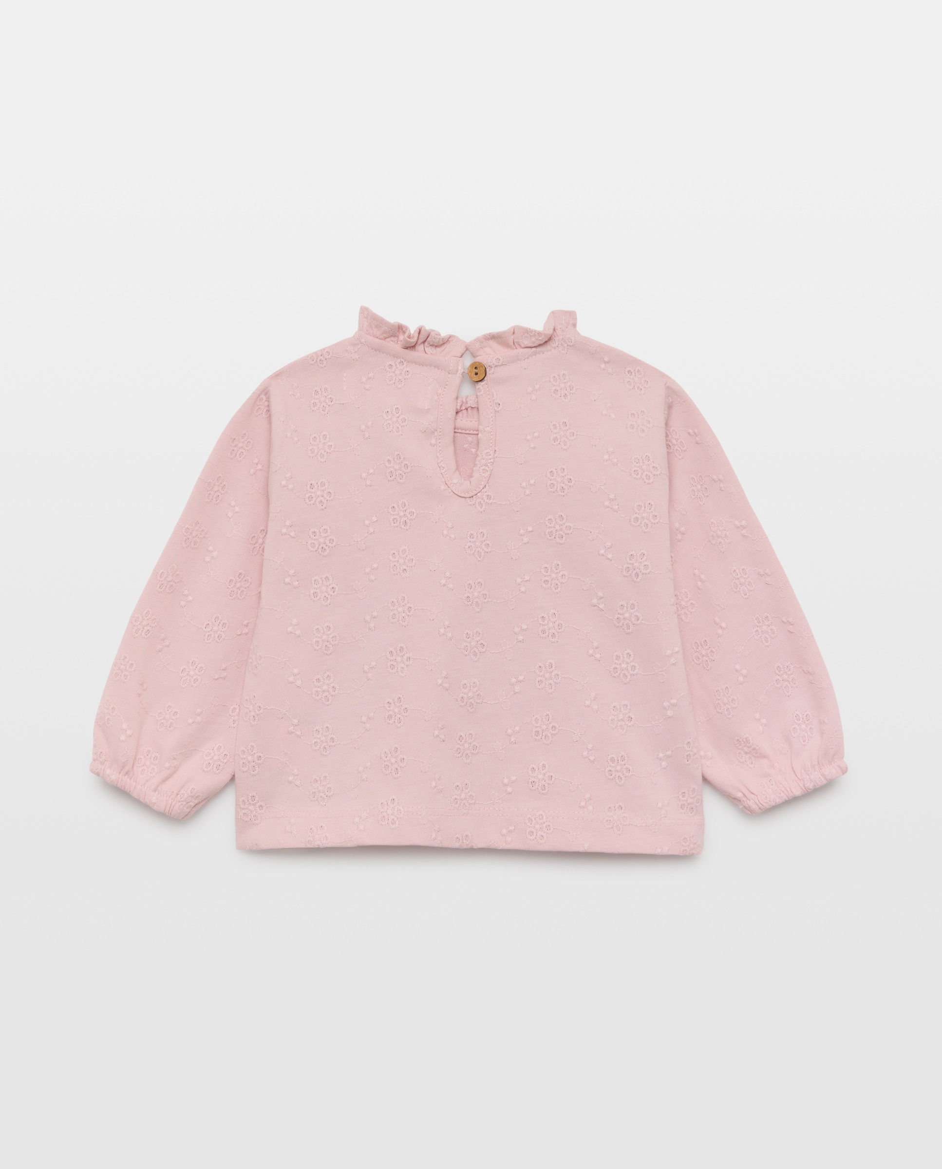 Camisola de Bebé com Manga Comprida e Gola com Folho 200 Rosa-2