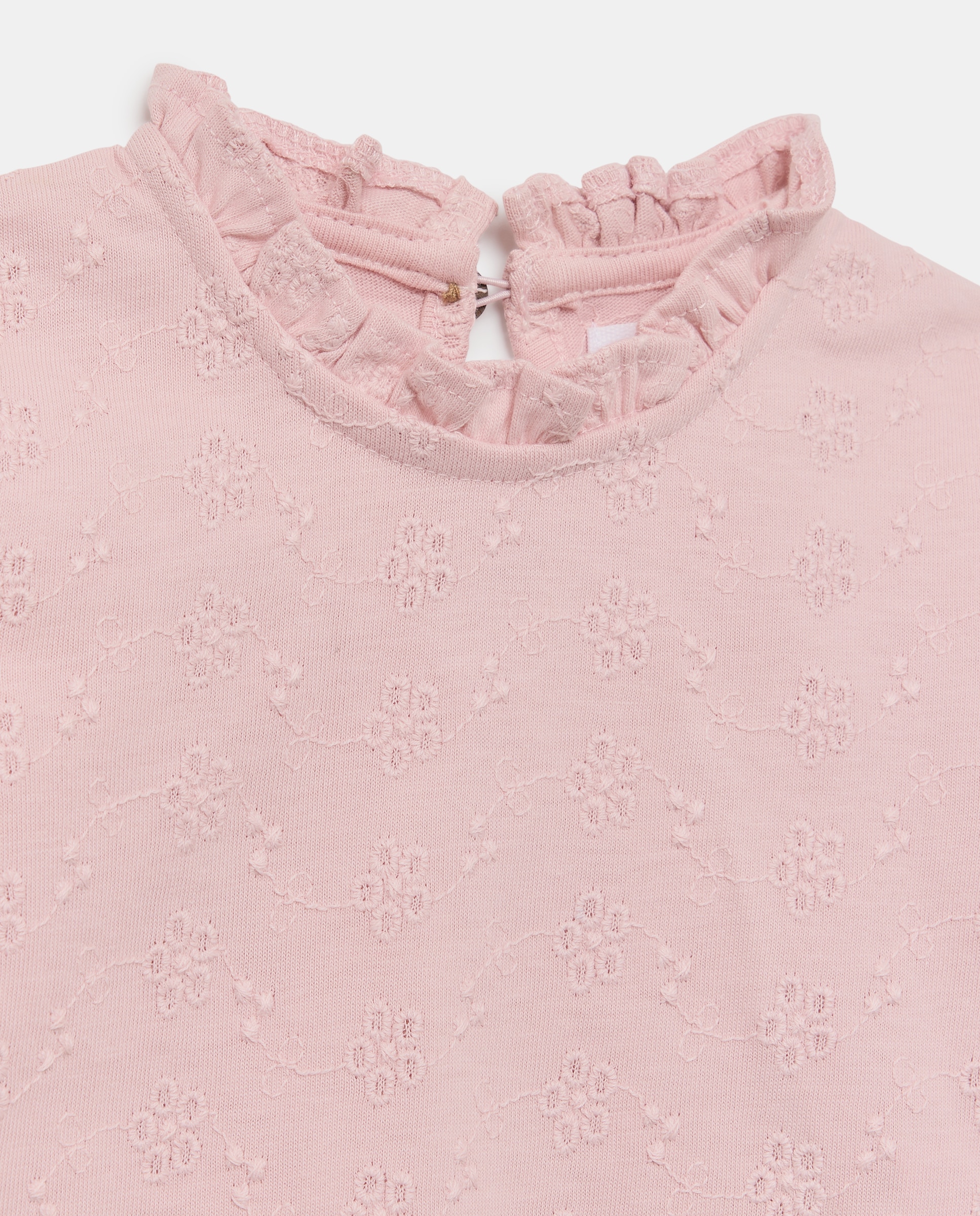Camisola de Bebé com Manga Comprida e Gola com Folho 200 Rosa-3