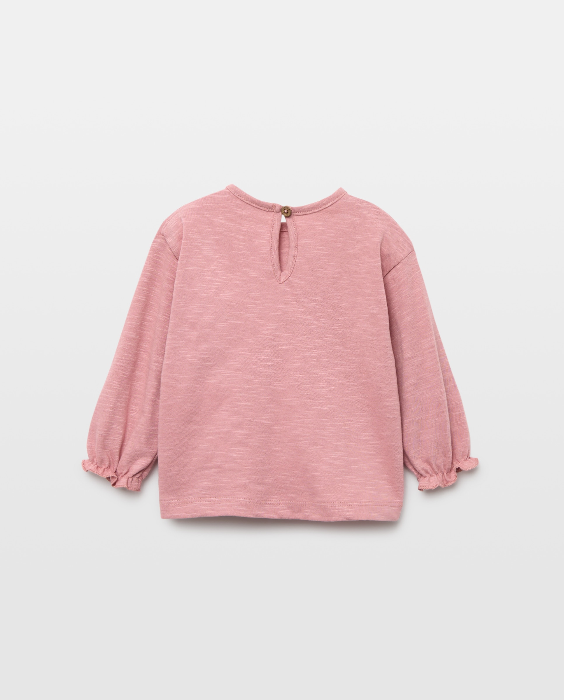 Camisola Lisa de Bebé com Manga Comprida e Emblema de Animal 230 Rosa Escuro-2