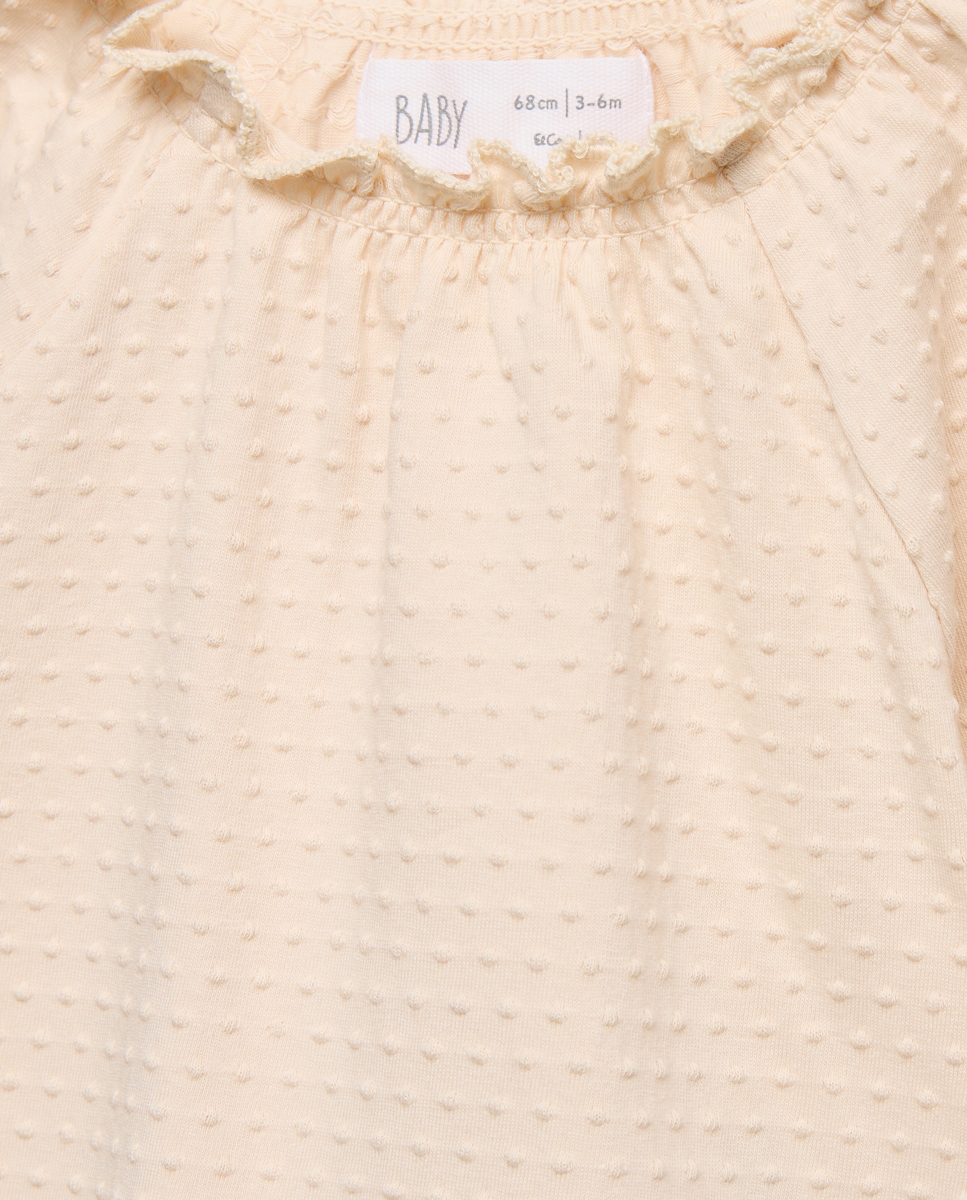 Camisola Lisa de Bebé com Manga Comprida Canelada com Elástico 120 Cru-3