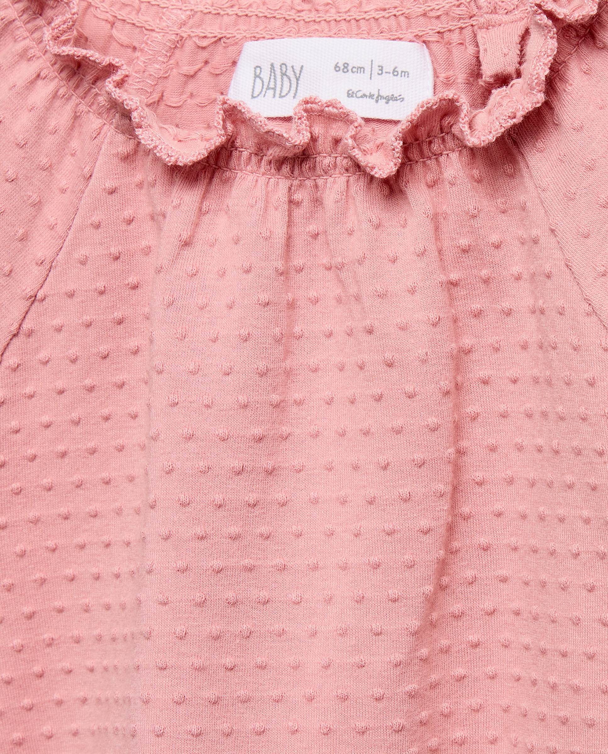 Camisola Lisa de Bebé com Manga Comprida Canelada com Elástico 200 Rosa-3
