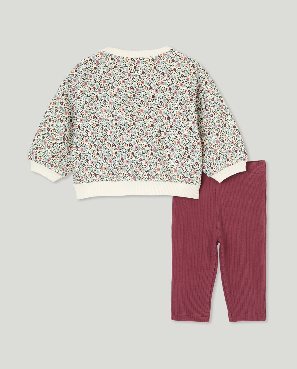 Conjunto de 2 Peças de Bebé com All Over Print Floral Rosa-2