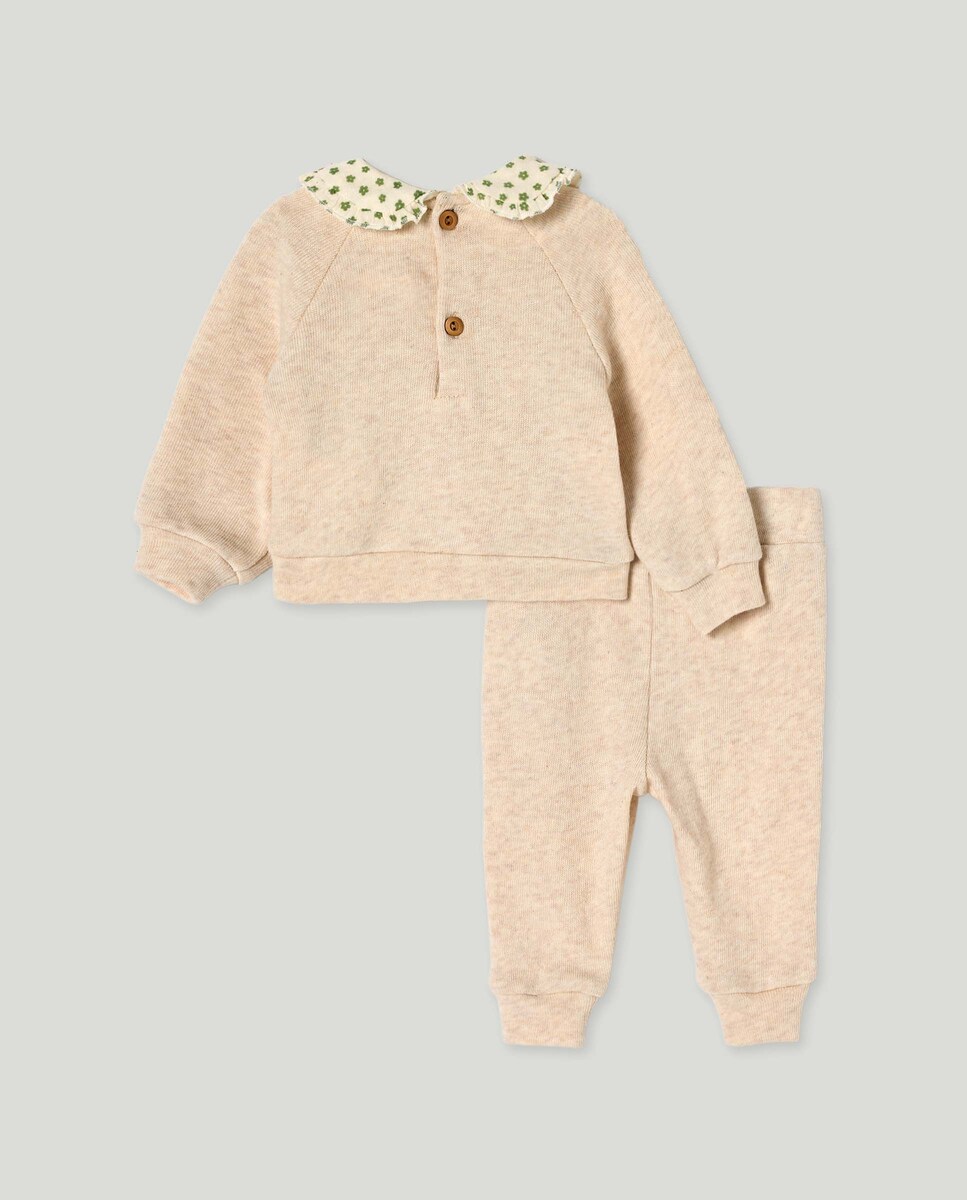 Conjunto de Malha Cortado de Bebé com Gola Plana 120 Cru-2
