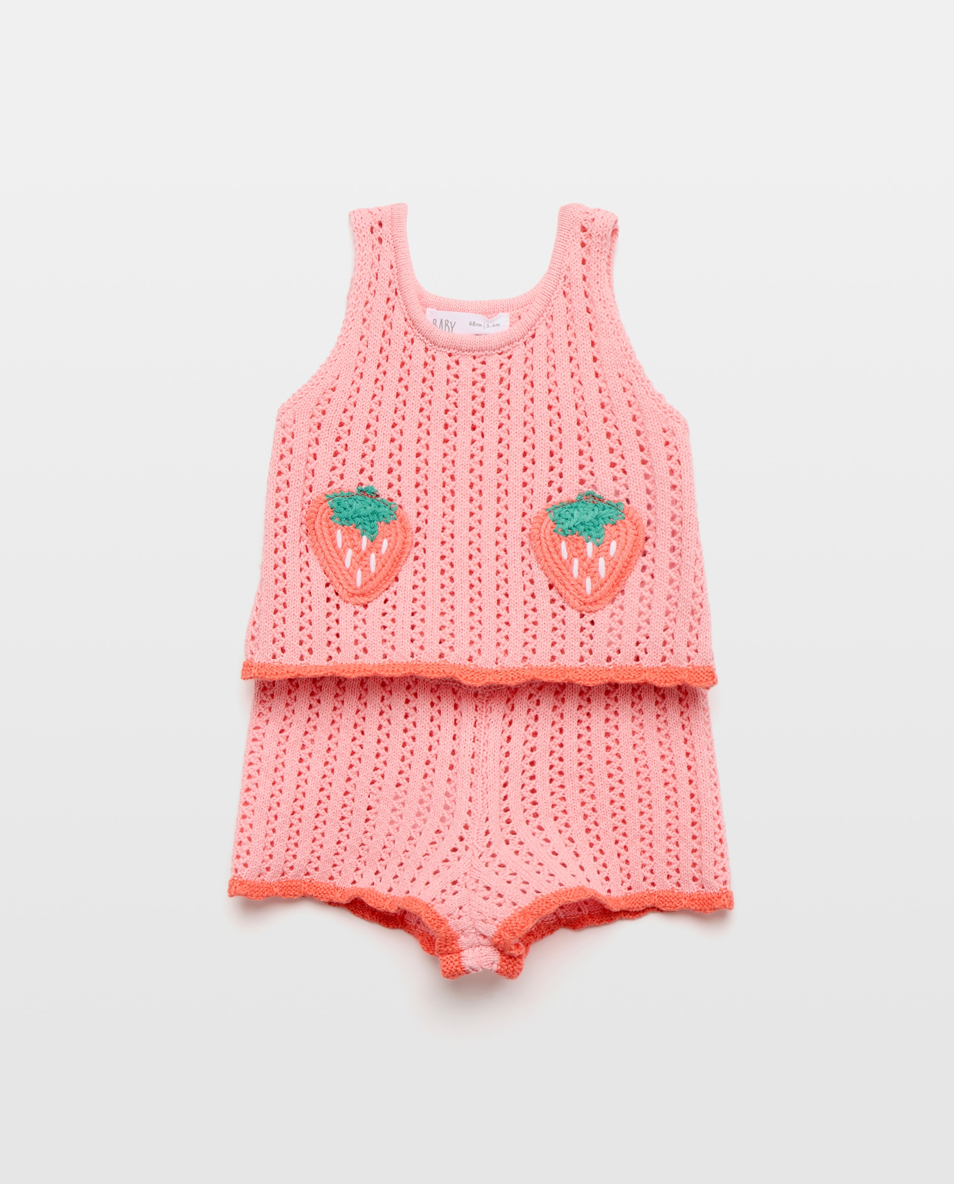 Conjunto de 2 Peças de Crochet Curtas de Bebé Baby El Corte Inglés 200 Rosa-1