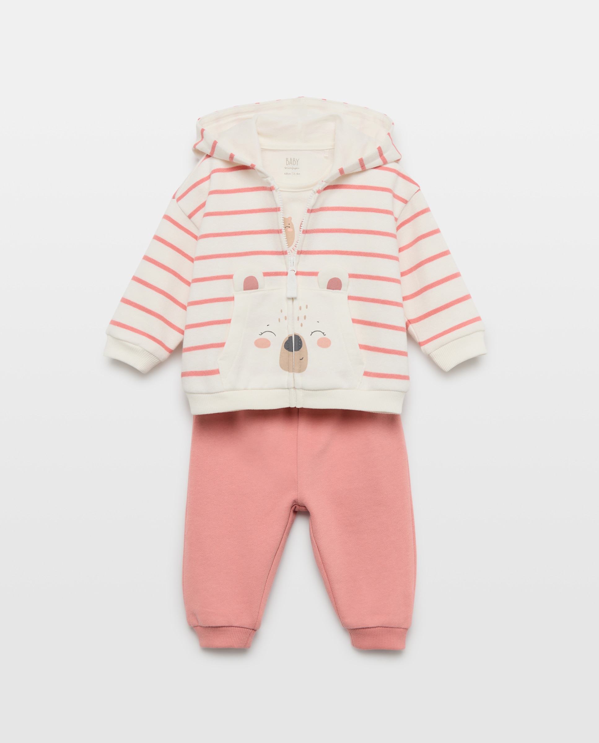 Conjunto de bebés 3 piezas largo con estampado - Baby El Corte Inglés - Rosa Rosa-1