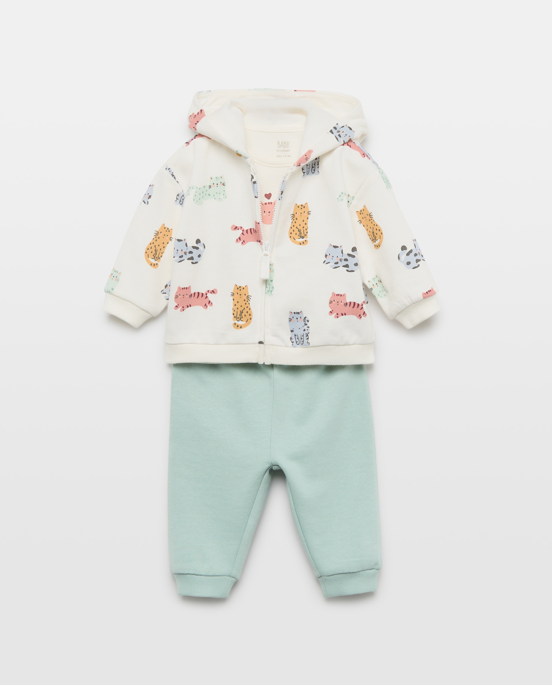 Conjunto de bebés 3 piezas largo con estampado fantasía - Baby El Corte Inglés - Verde Verde-1