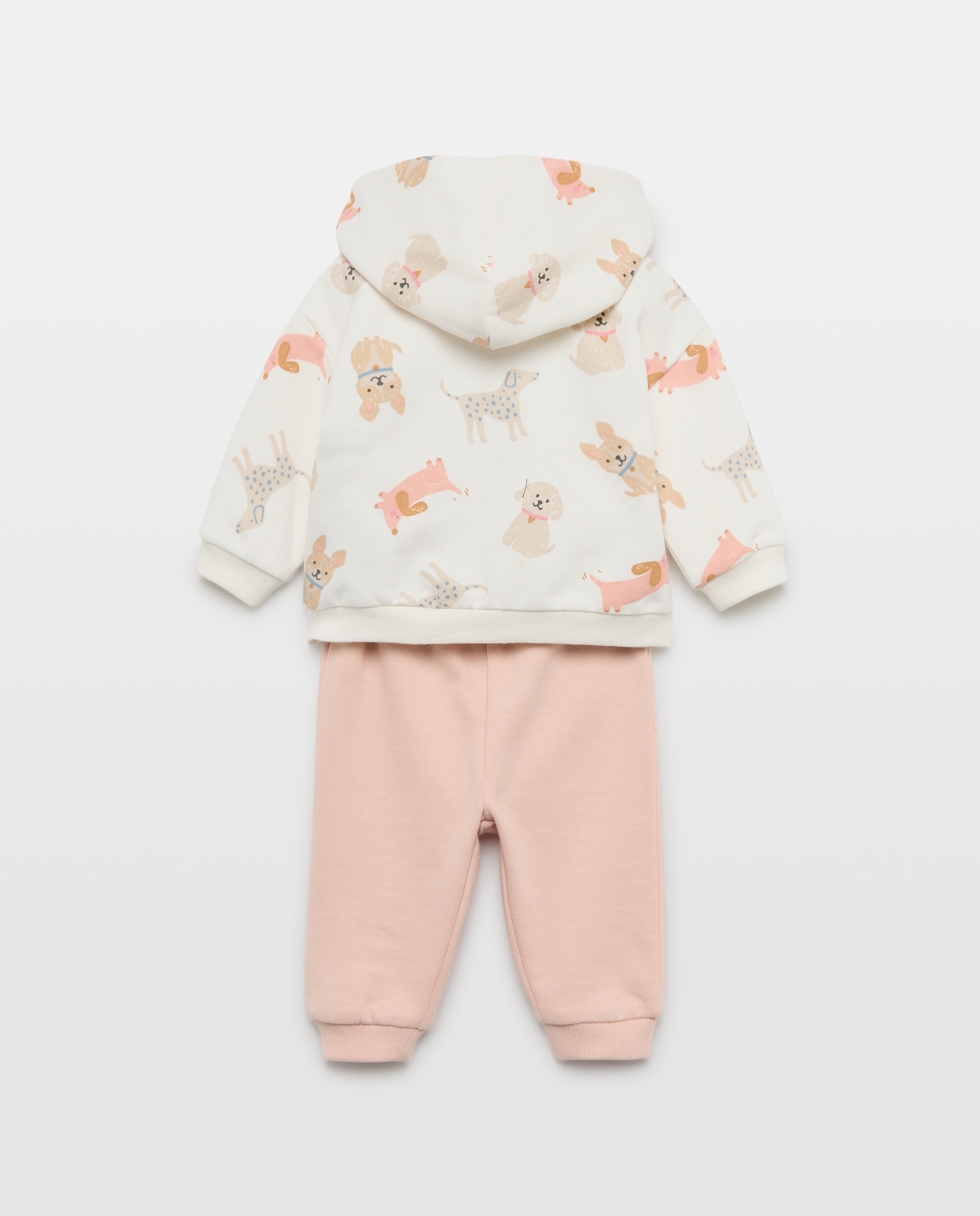 Conjunto Comprido de 3 Peças de Bebé com Estampado de Fantasia Rosa-2