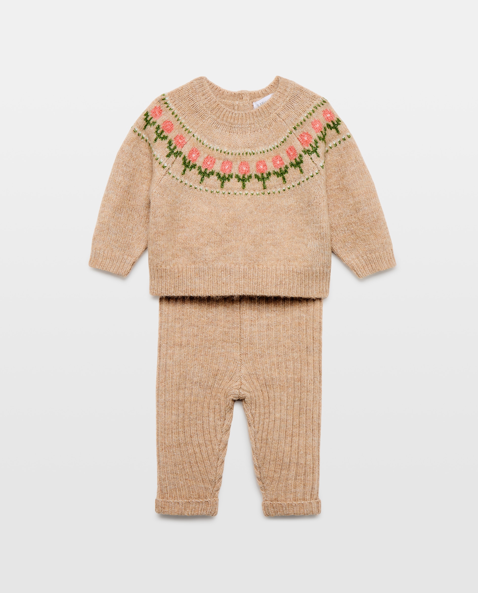 Conjunto tricot jacquard liso de bebé - Baby El Corte Inglés - Tostado Tostado-1